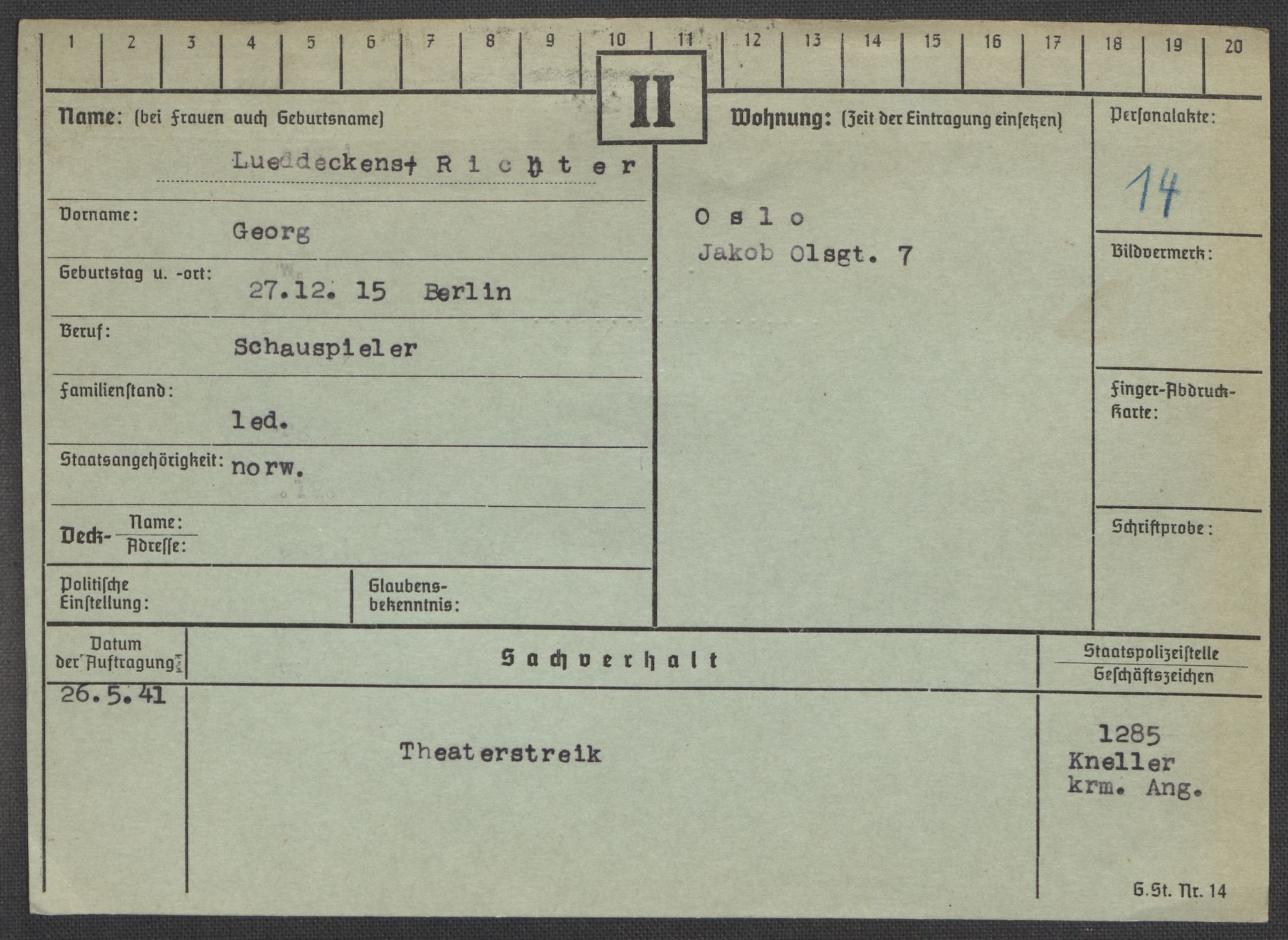 Befehlshaber der Sicherheitspolizei und des SD, RA/RAFA-5969/E/Ea/Eaa/L0008: Register over norske fanger i Møllergata 19: Oelze-Ru, 1940-1945, s. 1168
