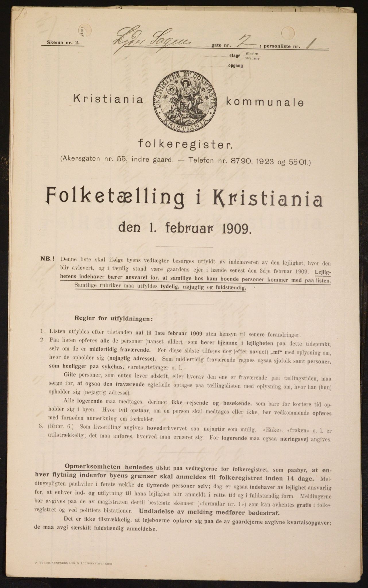 OBA, Kommunal folketelling 1.2.1909 for Kristiania kjøpstad, 1909, s. 53137