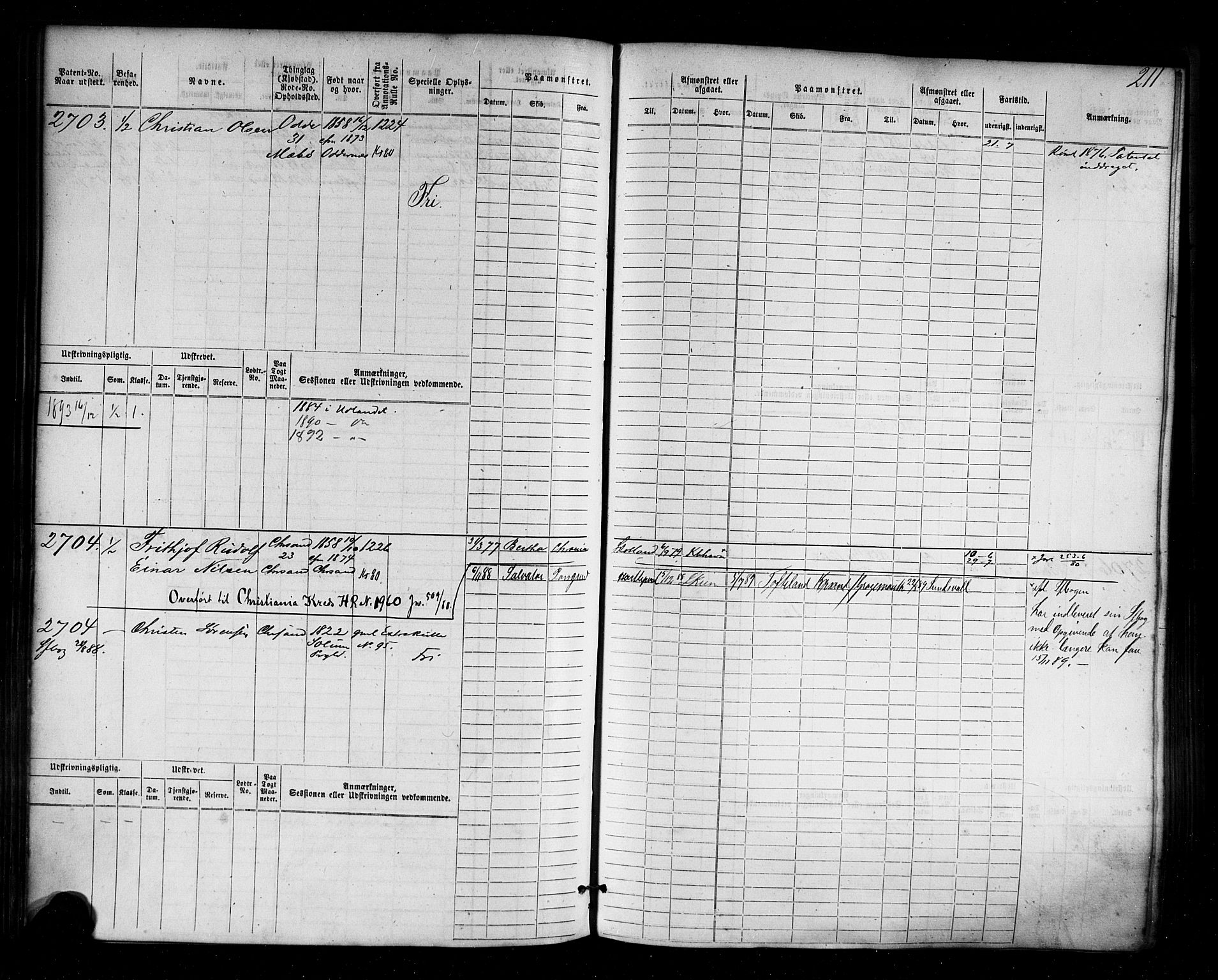 Kristiansand mønstringskrets, AV/SAK-2031-0015/F/Fb/L0006: Hovedrulle nr 2283-3048, I-13, 1876-1915, s. 222