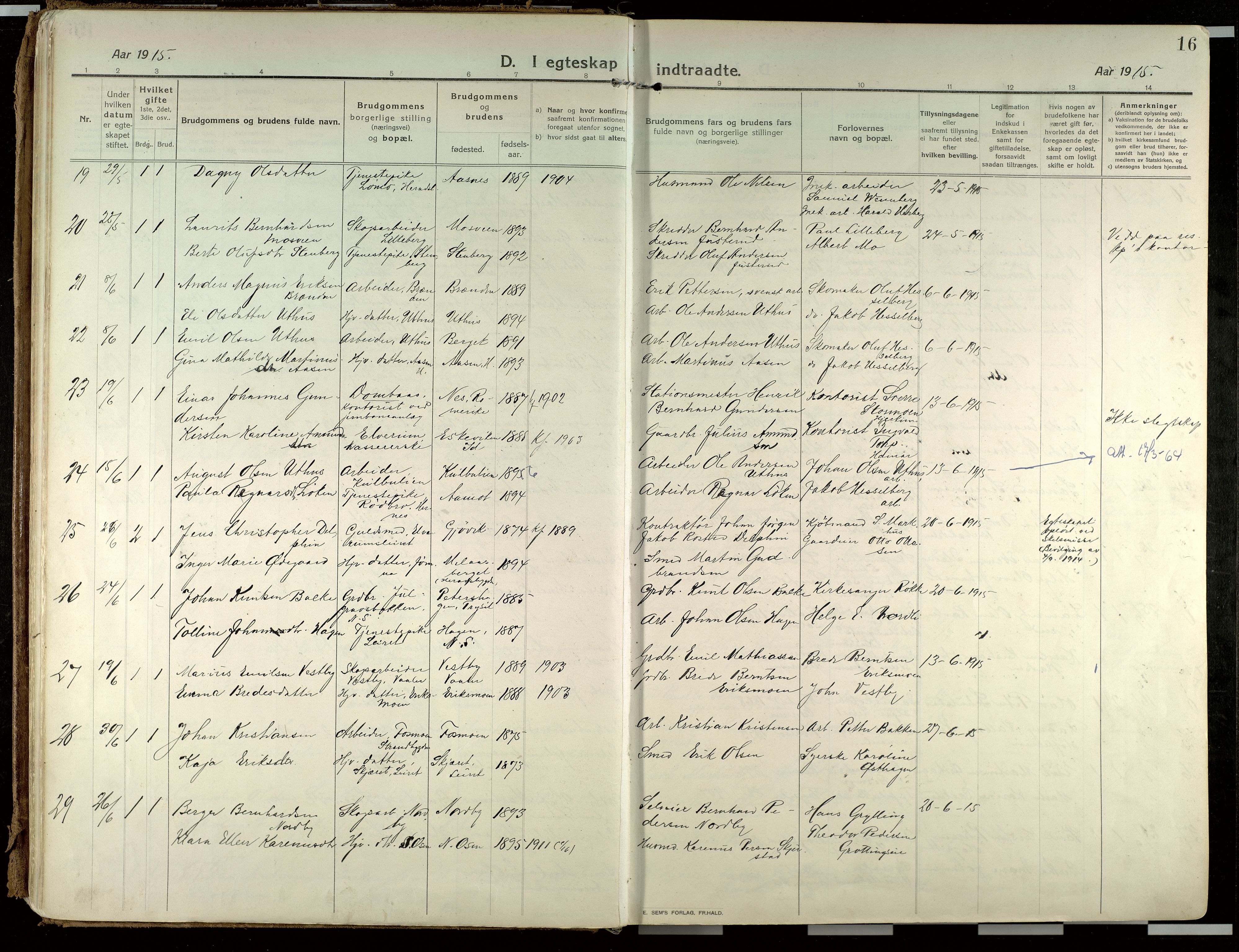 Elverum prestekontor, AV/SAH-PREST-044/H/Ha/Haa/L0021: Ministerialbok nr. 21, 1913-1928, s. 16