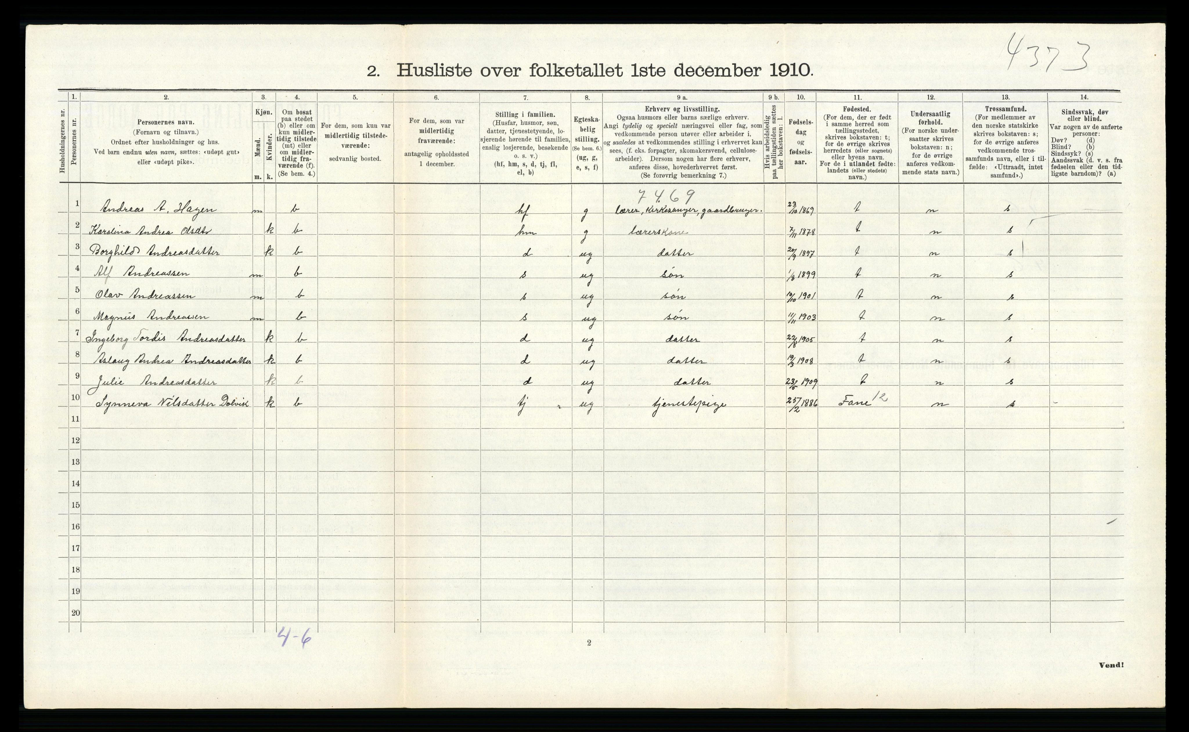RA, Folketelling 1910 for 1257 Alversund herred, 1910, s. 395