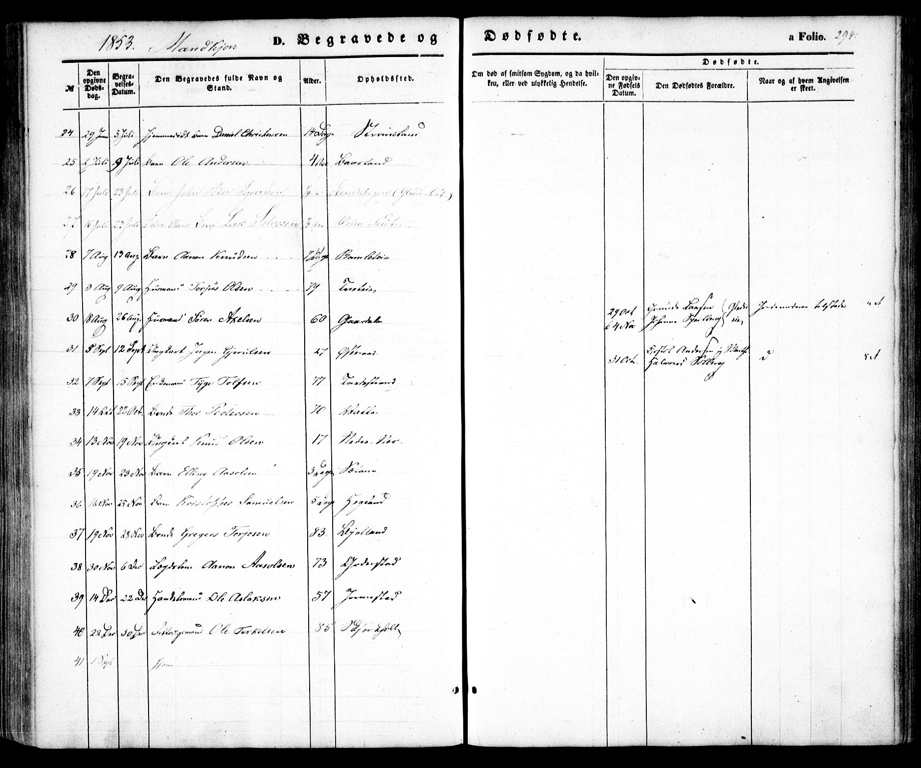 Holt sokneprestkontor, AV/SAK-1111-0021/F/Fa/L0008: Ministerialbok nr. A 8, 1849-1860, s. 294