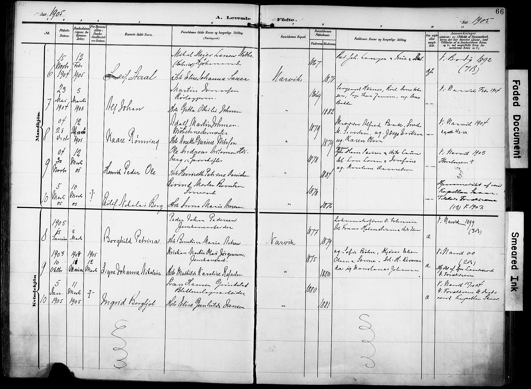 Ministerialprotokoller, klokkerbøker og fødselsregistre - Nordland, AV/SAT-A-1459/871/L0994: Ministerialbok nr. 871A10, 1902-1910, s. 66