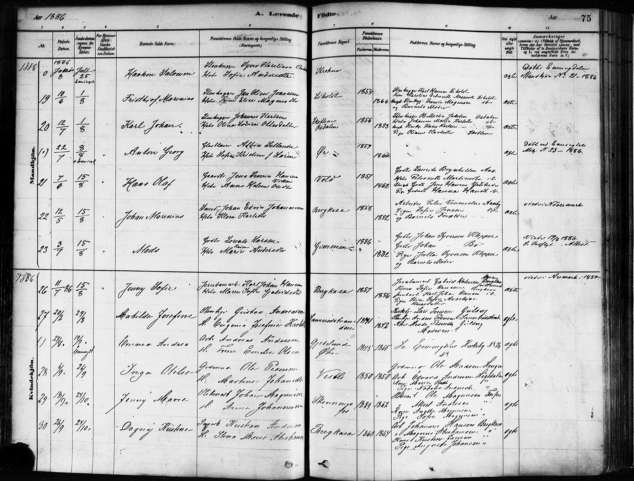 Idd prestekontor Kirkebøker, AV/SAO-A-10911/F/Fc/L0006a: Ministerialbok nr. III 6A, 1878-1903, s. 75