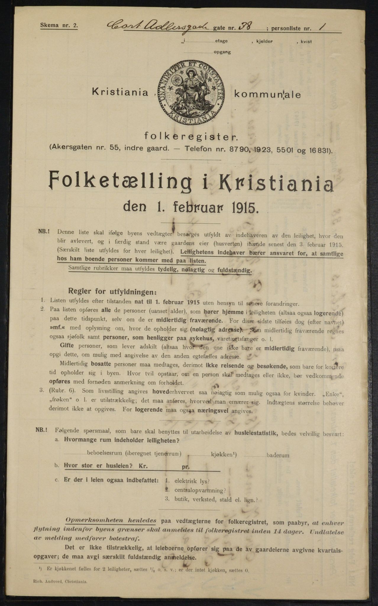 OBA, Kommunal folketelling 1.2.1915 for Kristiania, 1915, s. 14014