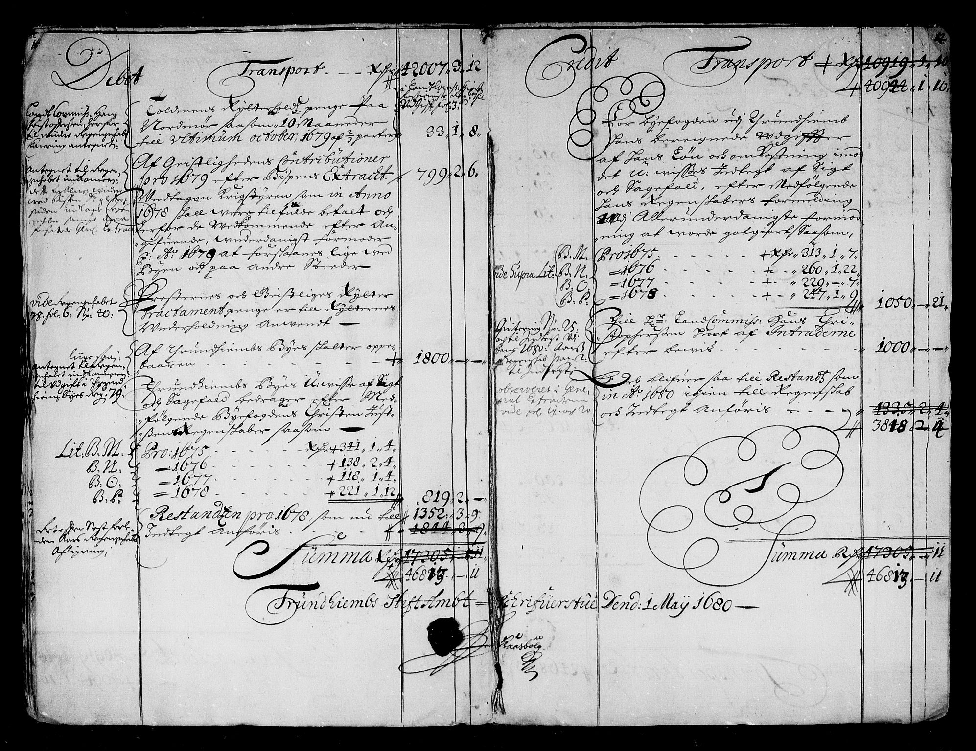 Rentekammeret inntil 1814, Reviderte regnskaper, Stiftamtstueregnskaper, Trondheim stiftamt og Nordland amt, AV/RA-EA-6044/R/Re/L0054: Trondheim stiftamt og Nordland amt, 1679