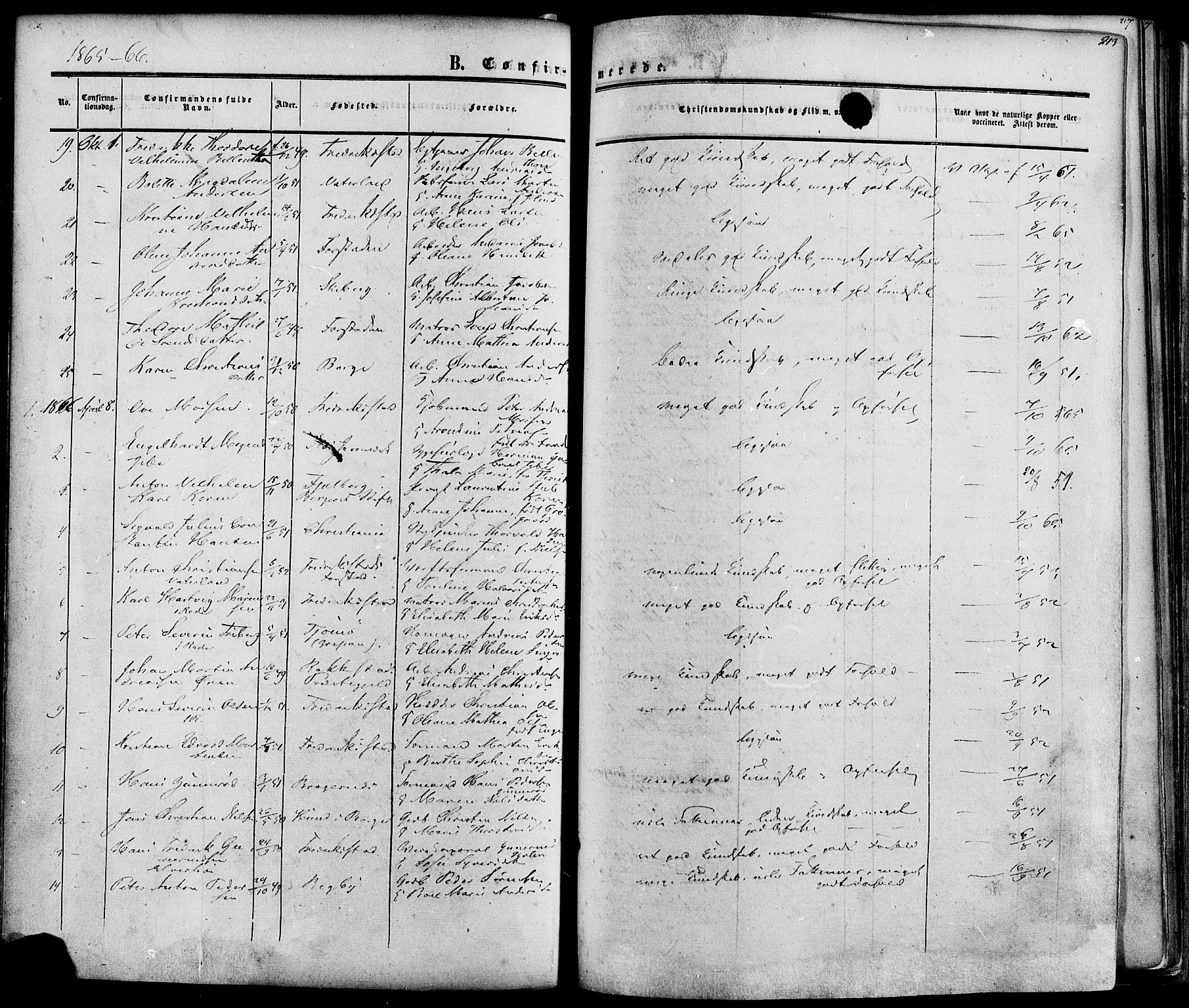 Fredrikstad prestekontor Kirkebøker, AV/SAO-A-11082/F/Fa/L0006: Ministerialbok nr. 6, 1857-1878, s. 213