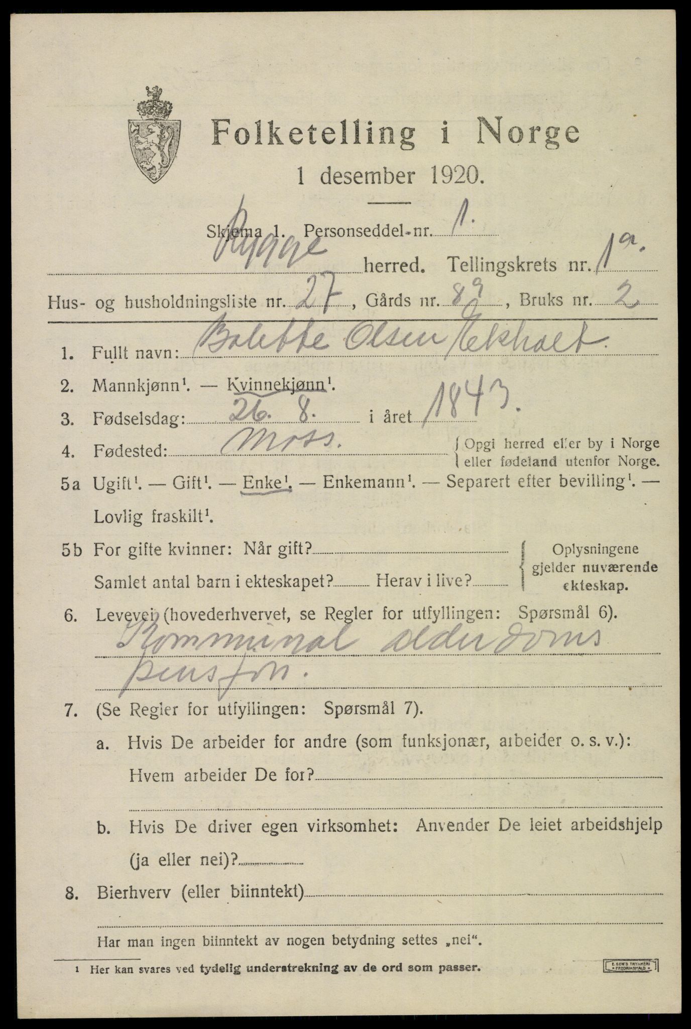 SAO, Folketelling 1920 for 0136 Rygge herred, 1920, s. 4417