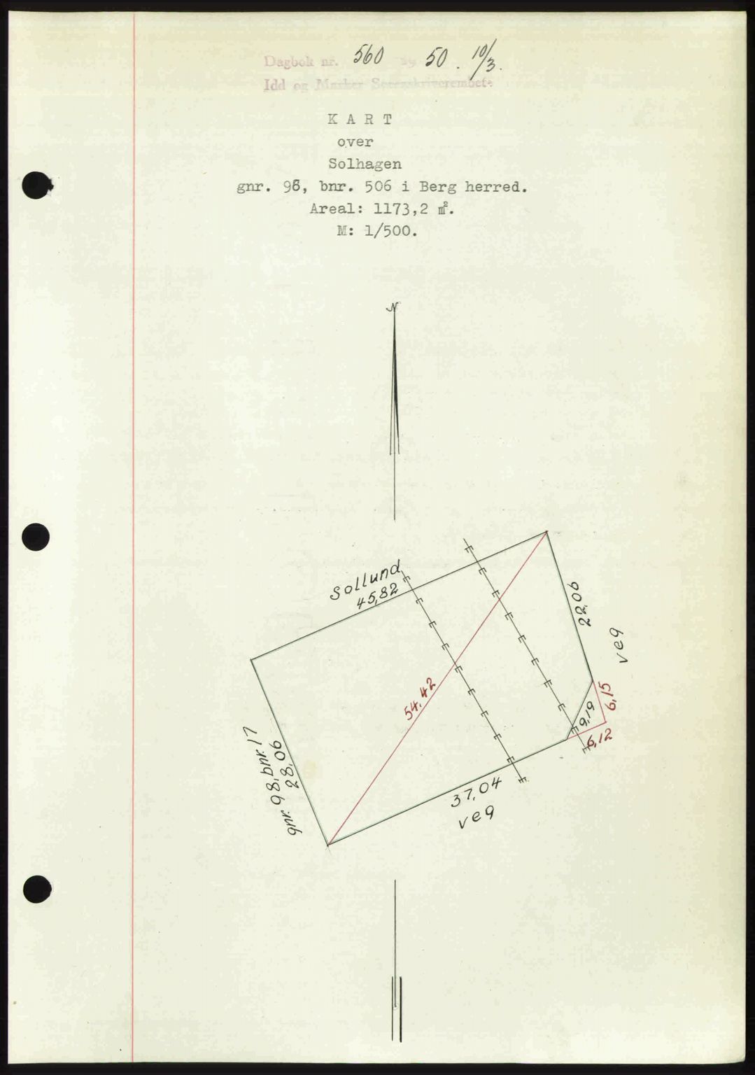 Idd og Marker sorenskriveri, AV/SAO-A-10283/G/Gb/Gbb/L0014: Pantebok nr. A14, 1950-1950, Dagboknr: 560/1950