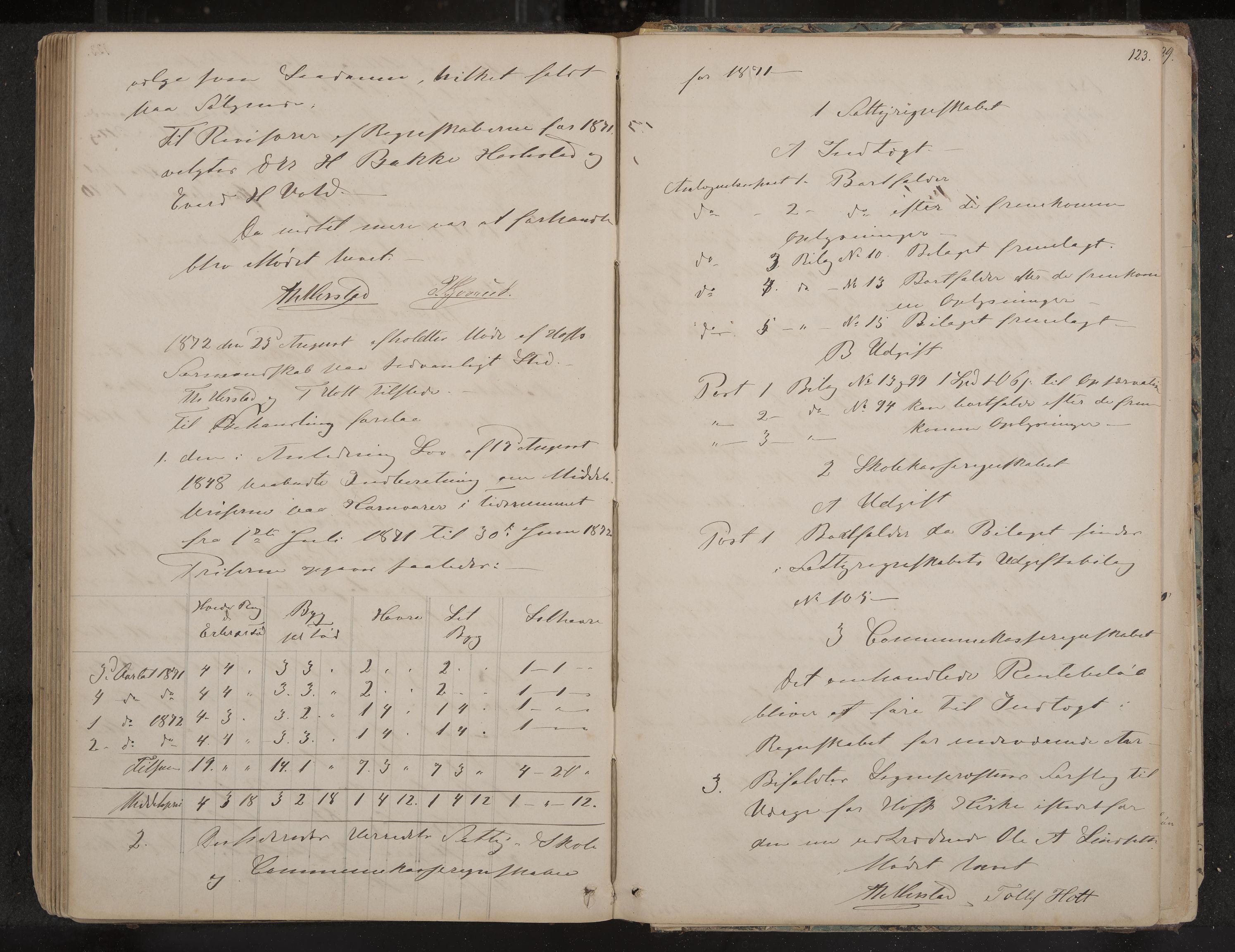 Hof formannskap og sentraladministrasjon, IKAK/0714021-1/A/Aa/L0002: Møtebok med register, 1859-1873, s. 123