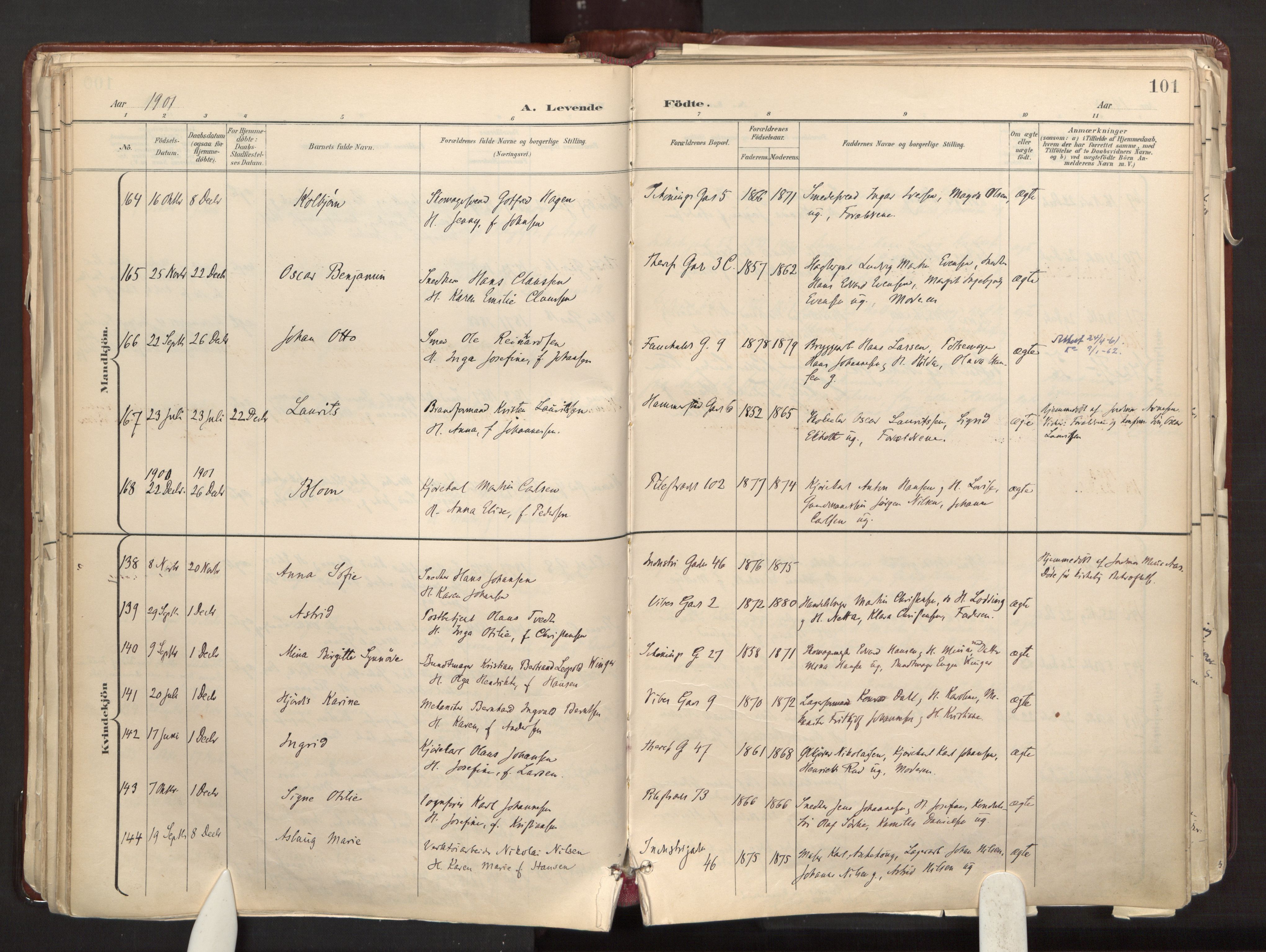 Fagerborg prestekontor Kirkebøker, AV/SAO-A-10844/F/Fa/L0001: Ministerialbok nr. 1, 1898-1909, s. 101