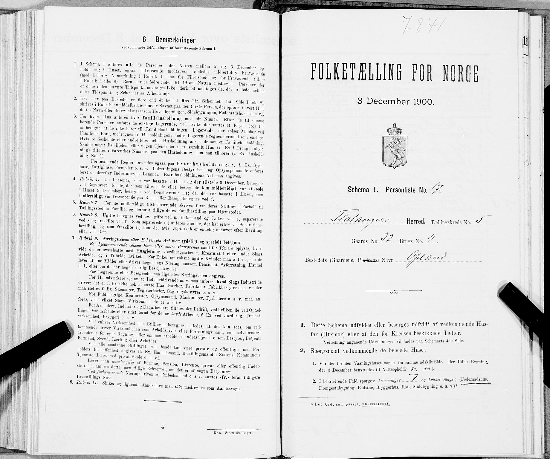 SAT, Folketelling 1900 for 1749 Flatanger herred, 1900, s. 741