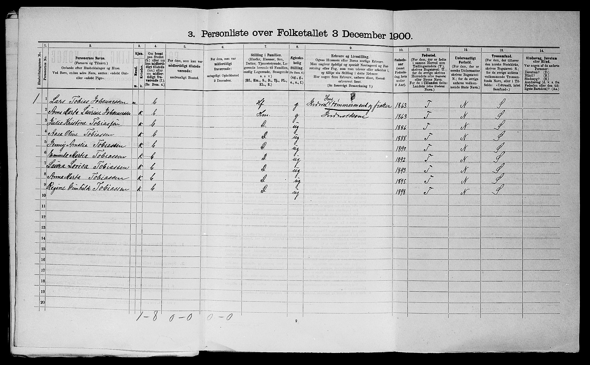 SAST, Folketelling 1900 for 1152 Torvastad herred, 1900, s. 676