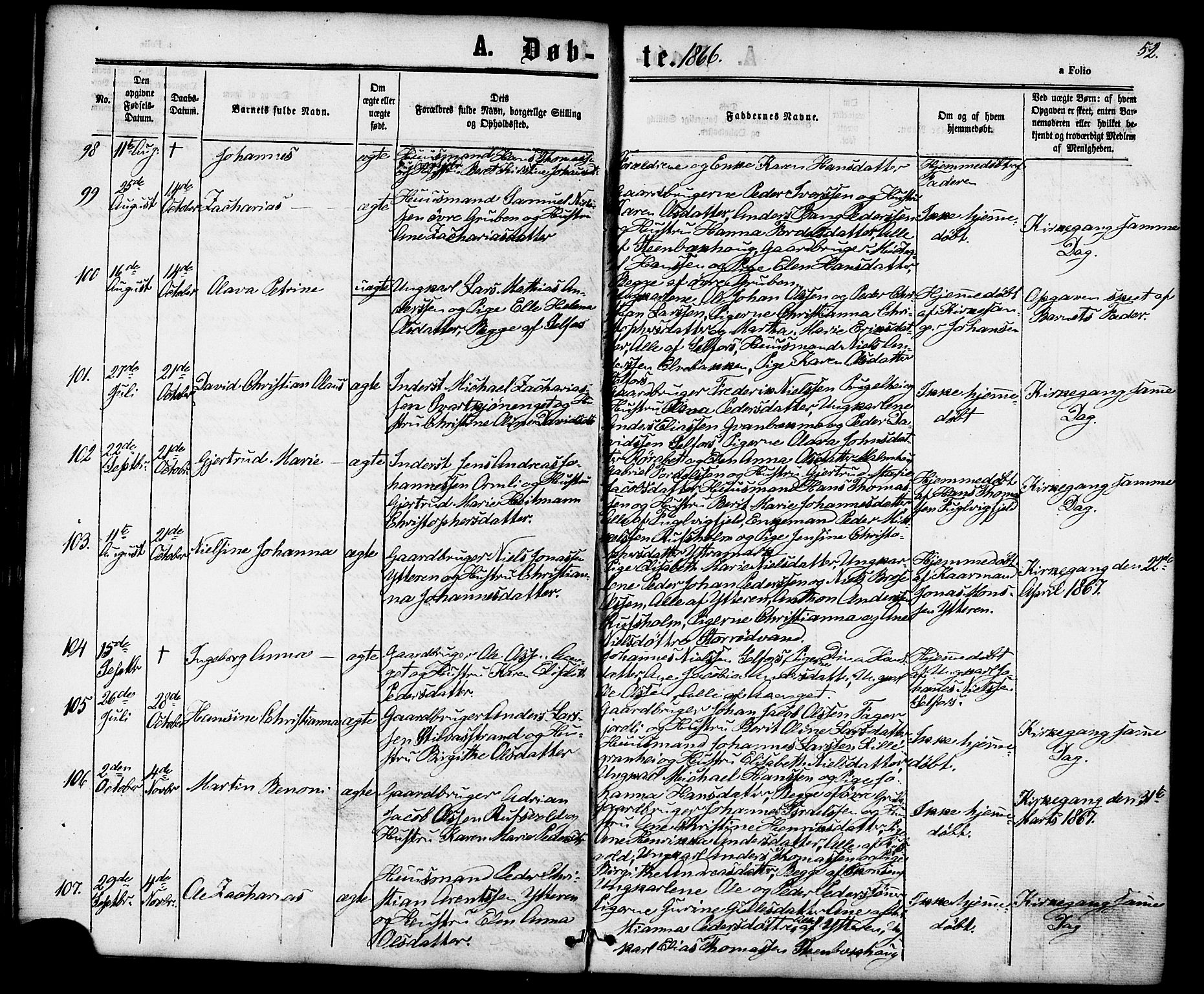 Ministerialprotokoller, klokkerbøker og fødselsregistre - Nordland, AV/SAT-A-1459/827/L0393: Ministerialbok nr. 827A05, 1863-1883, s. 52