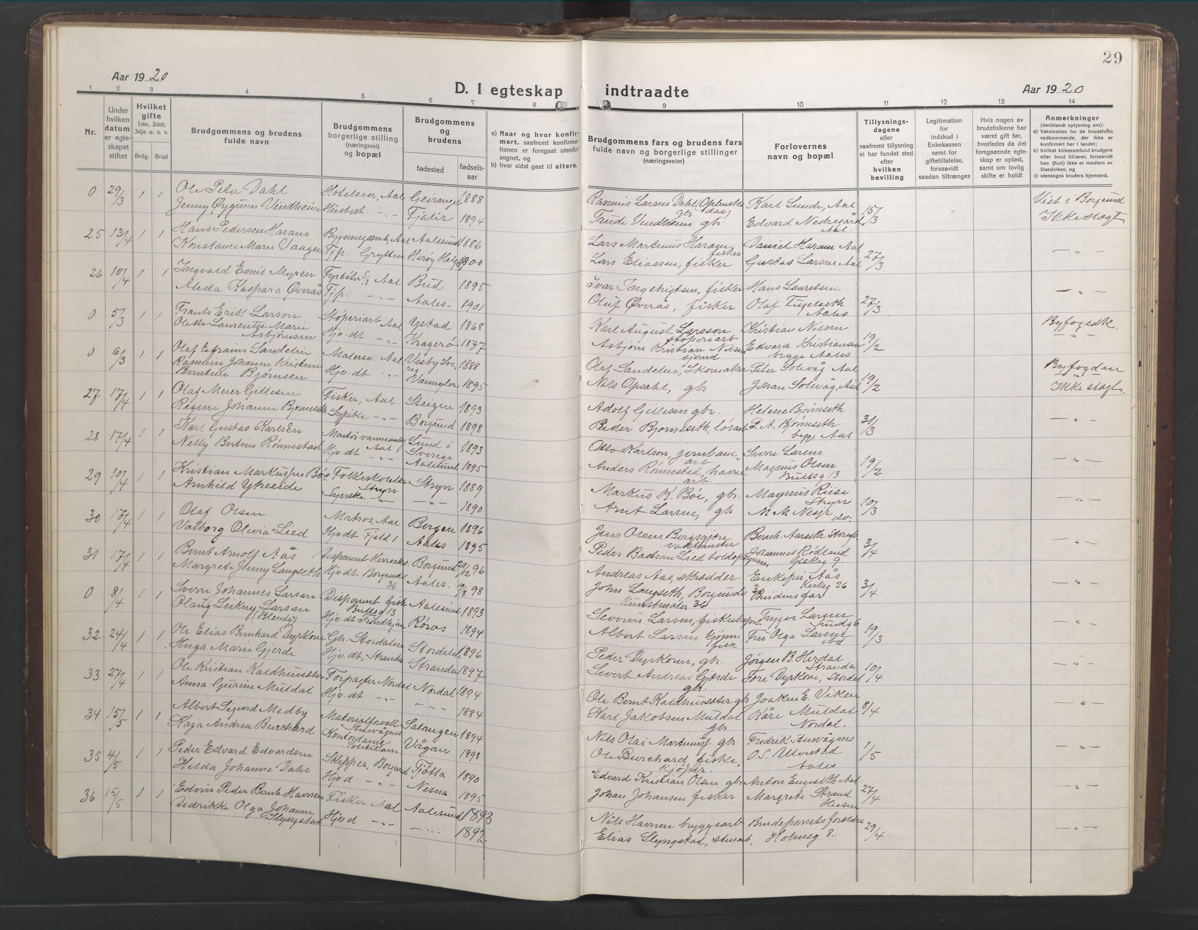 Ministerialprotokoller, klokkerbøker og fødselsregistre - Møre og Romsdal, AV/SAT-A-1454/529/L0473: Klokkerbok nr. 529C10, 1918-1941, s. 29