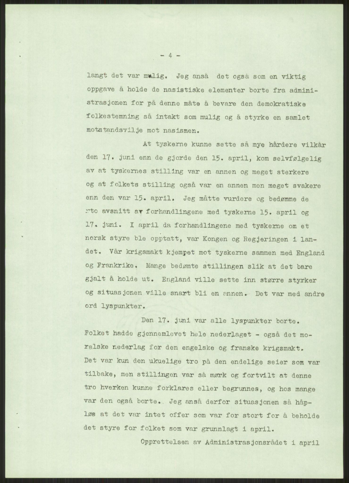 Undersøkelseskommisjonen av 1945, AV/RA-S-1566/D/Db/L0023: Regjeringskonferanse - Riksrådsforhandlingene, 1945-1947, s. 1183