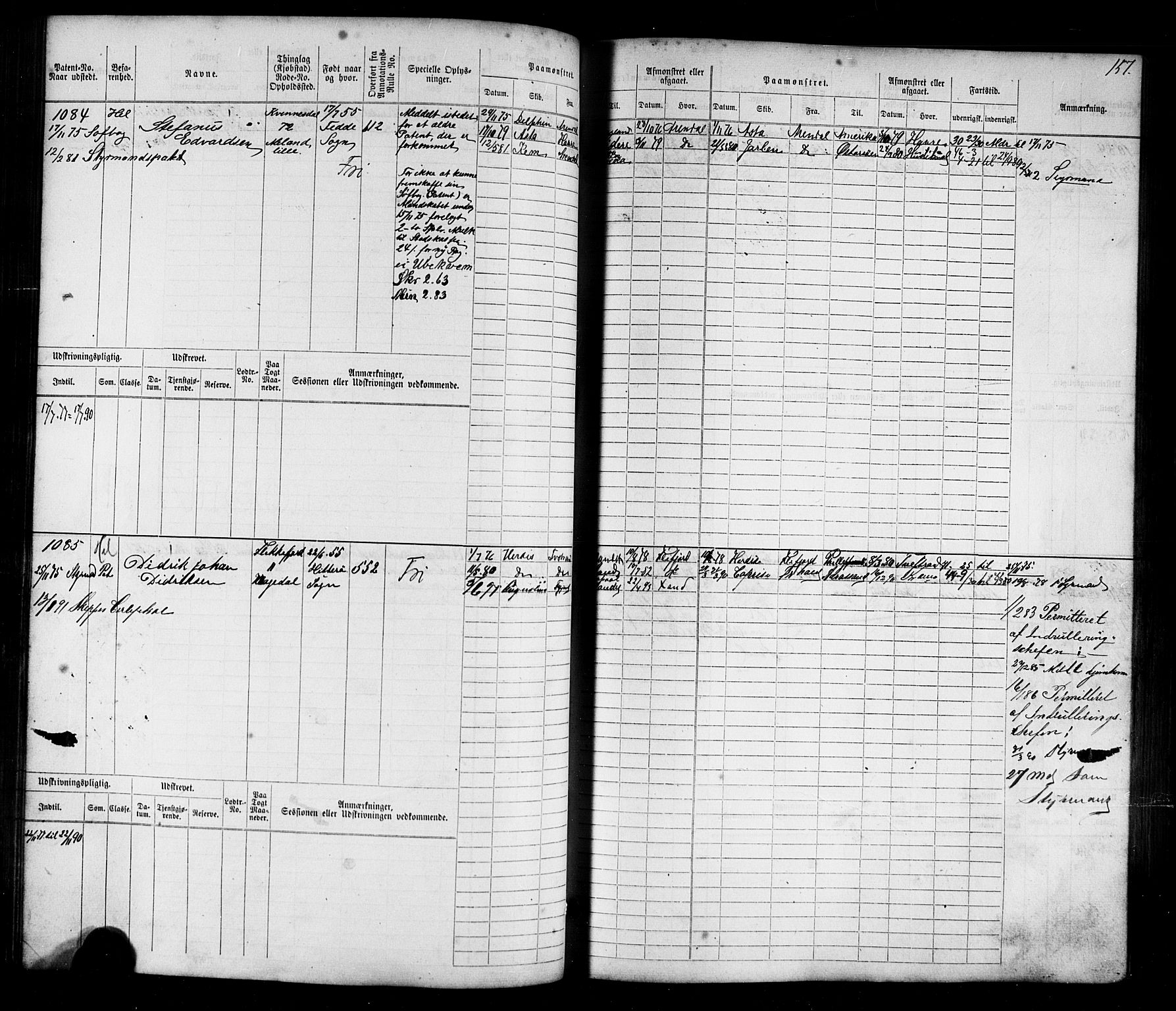 Flekkefjord mønstringskrets, AV/SAK-2031-0018/F/Fb/L0009: Hovedrulle nr 771-1533, Æ-6, 1868-1900, s. 160