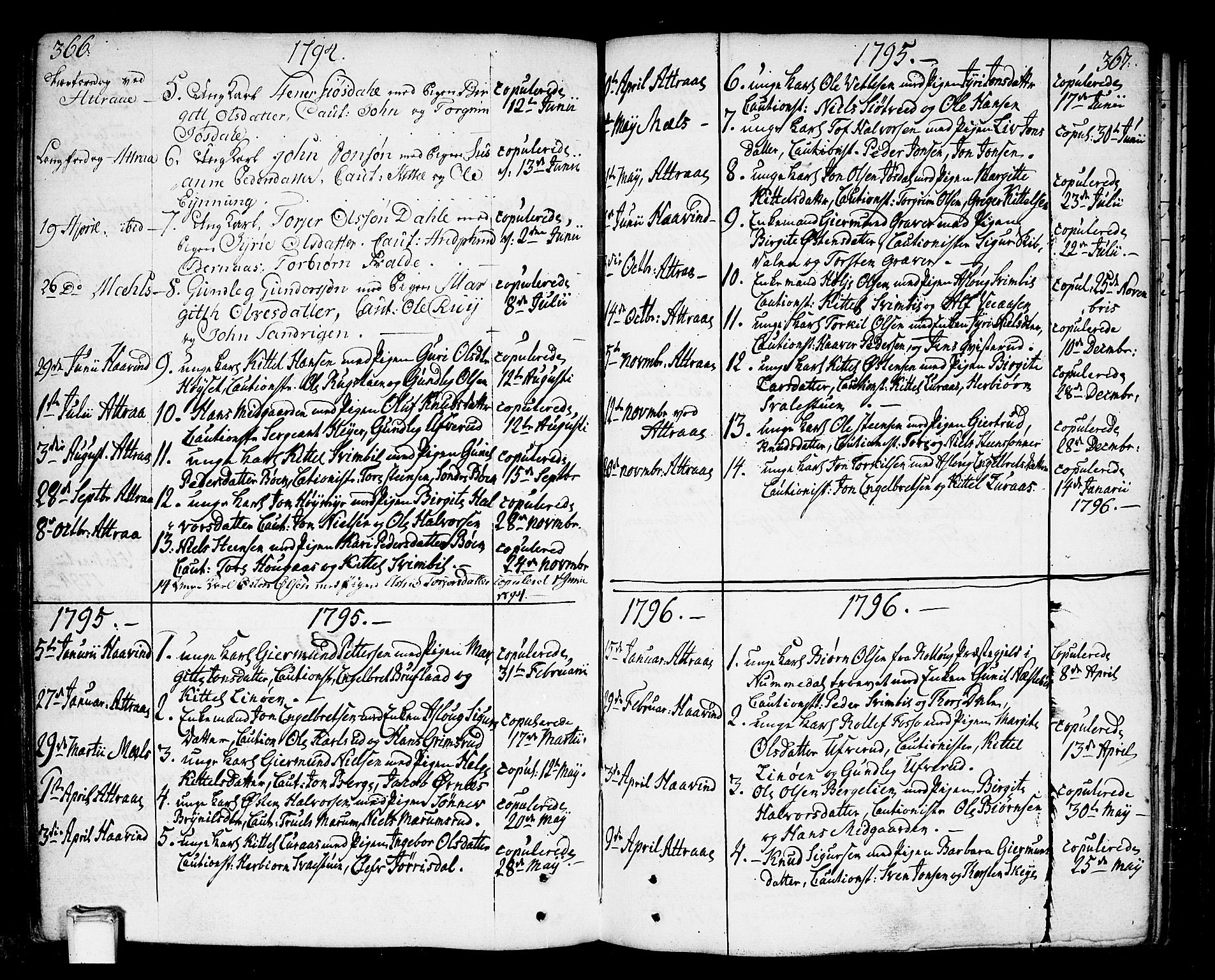Tinn kirkebøker, AV/SAKO-A-308/F/Fa/L0002: Ministerialbok nr. I 2, 1757-1810, s. 366-367