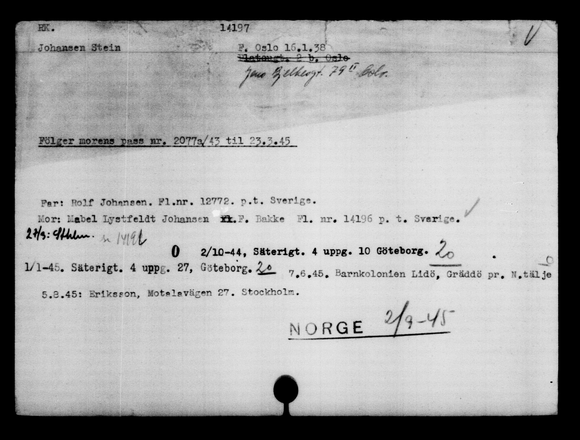 Den Kgl. Norske Legasjons Flyktningskontor, AV/RA-S-6753/V/Va/L0007: Kjesäterkartoteket.  Flyktningenr. 12700-15723, 1940-1945, s. 1730