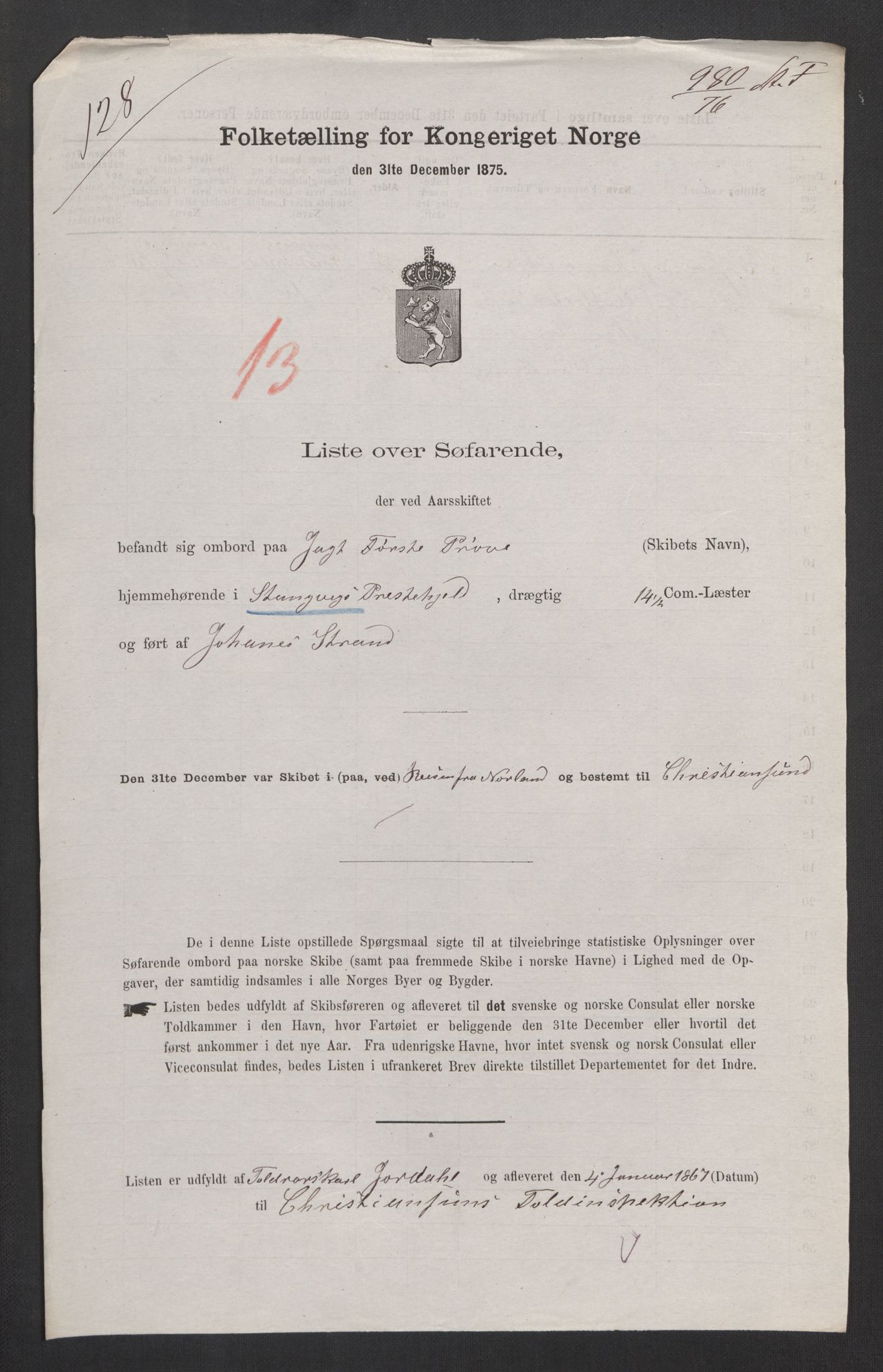 RA, Folketelling 1875, skipslister: Skip i innenrikske havner, hjemmehørende i 1) landdistrikter, 2) forskjellige steder, 3) utlandet, 1875, s. 342