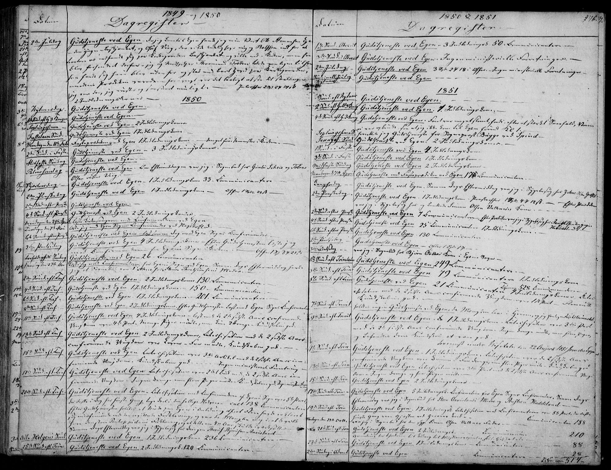 Hægebostad sokneprestkontor, AV/SAK-1111-0024/F/Fa/Fab/L0002: Ministerialbok nr. A 2, 1836-1872, s. 276