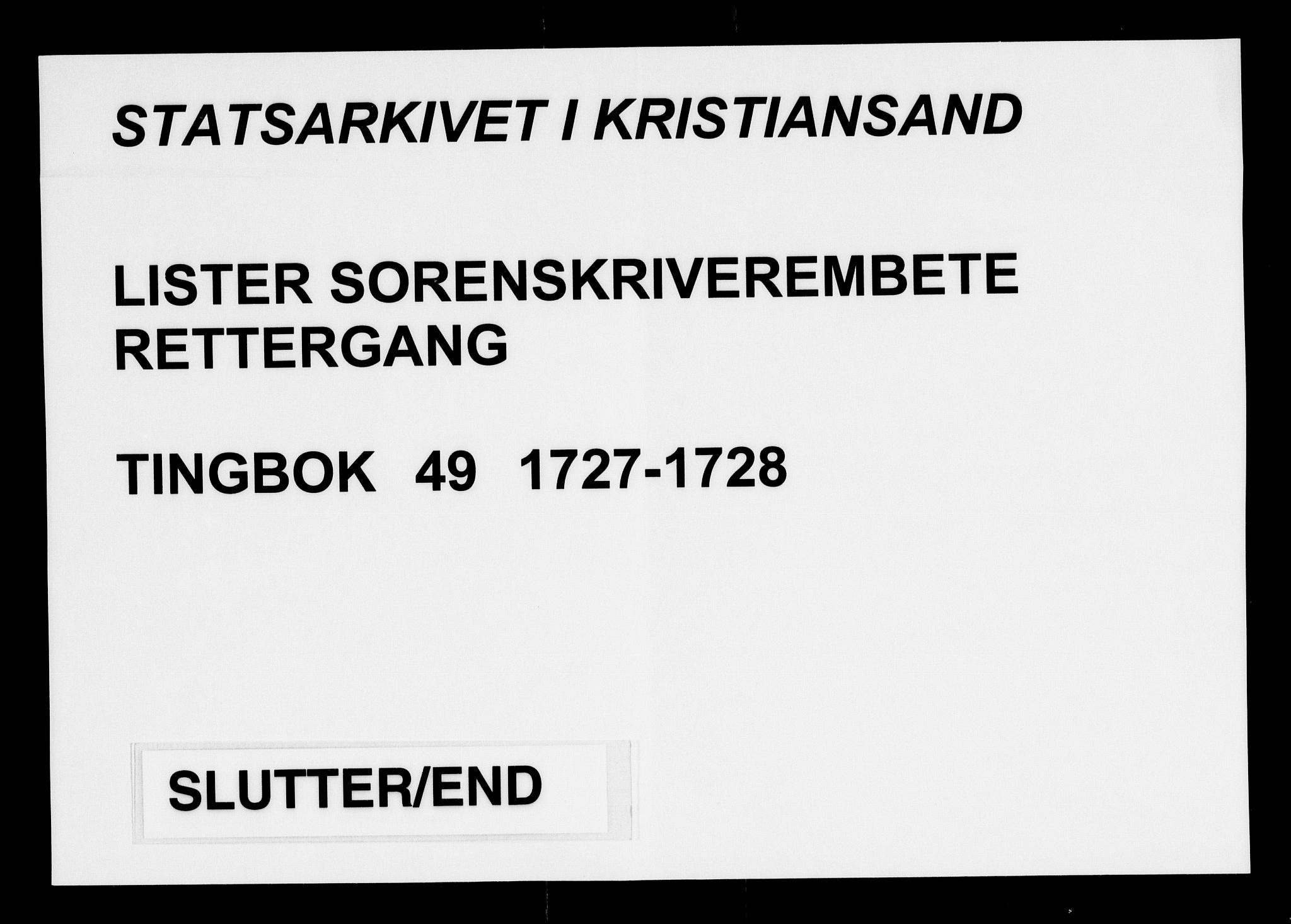 Lister sorenskriveri, AV/SAK-1221-0003/F/Fa/L0049: Tingbok nr 49, 1727-1728