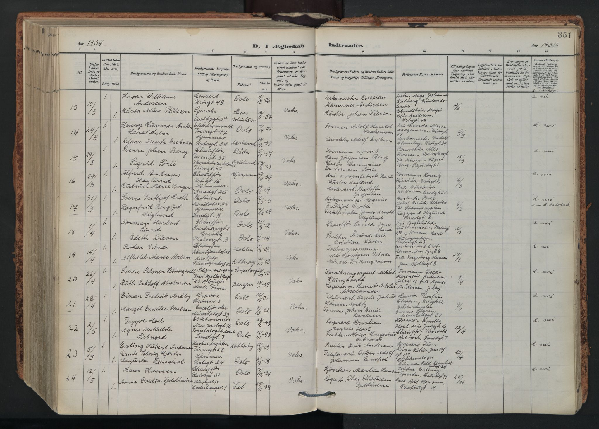 Grønland prestekontor Kirkebøker, SAO/A-10848/F/Fa/L0017: Ministerialbok nr. 17, 1906-1934, s. 351