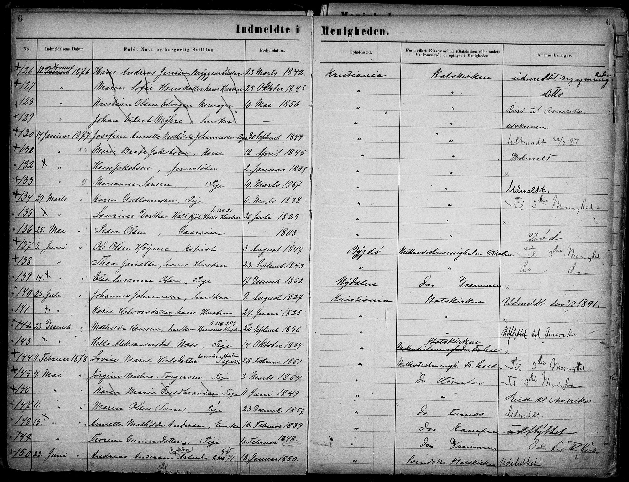 Første Metodistkirke Oslo -  menighetsprotokoller, AV/SAO-PAO-0067/F/L0002: Dissenterprotokoll nr. 2, 1883-1892, s. 6