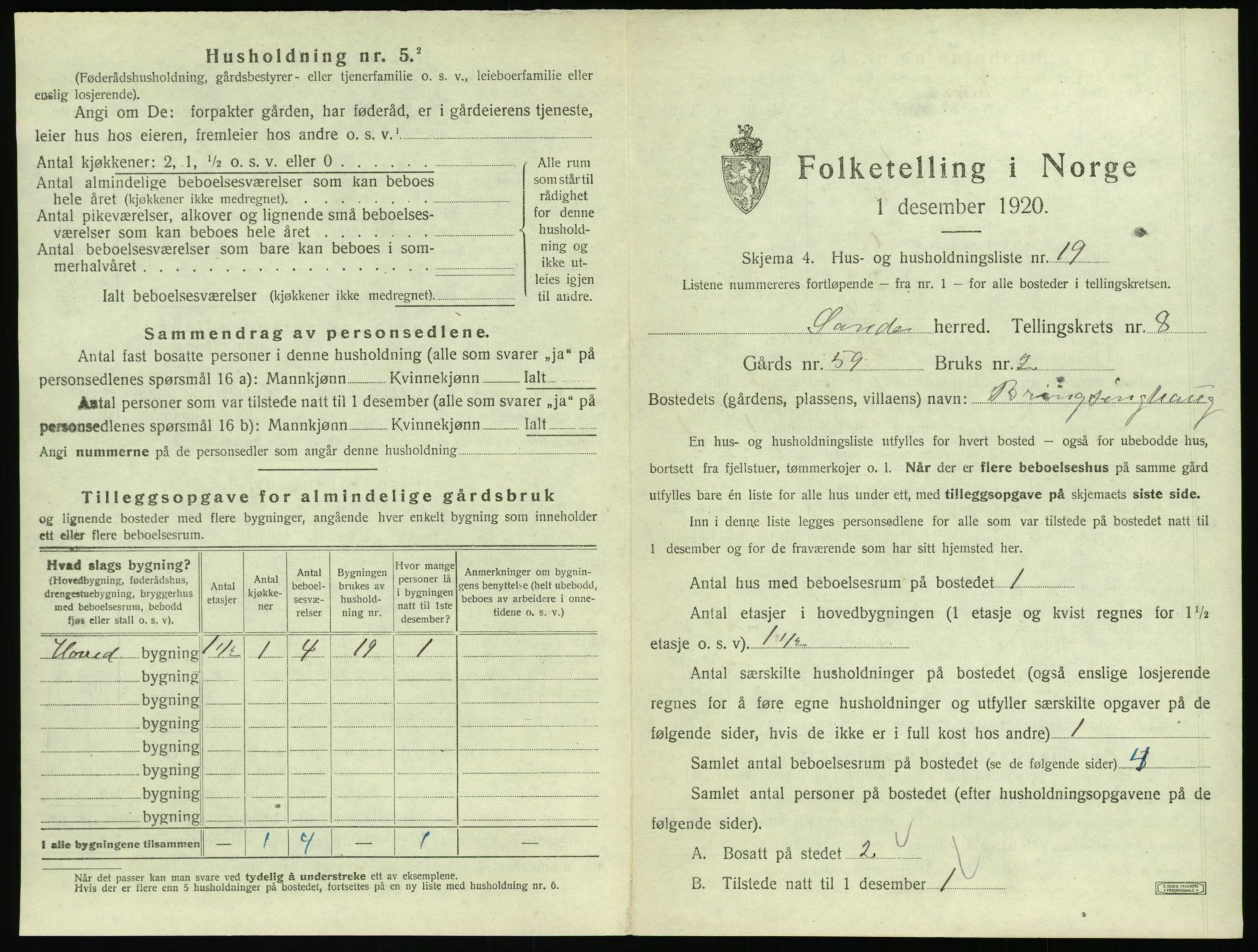SAT, Folketelling 1920 for 1514 Sande herred, 1920, s. 700