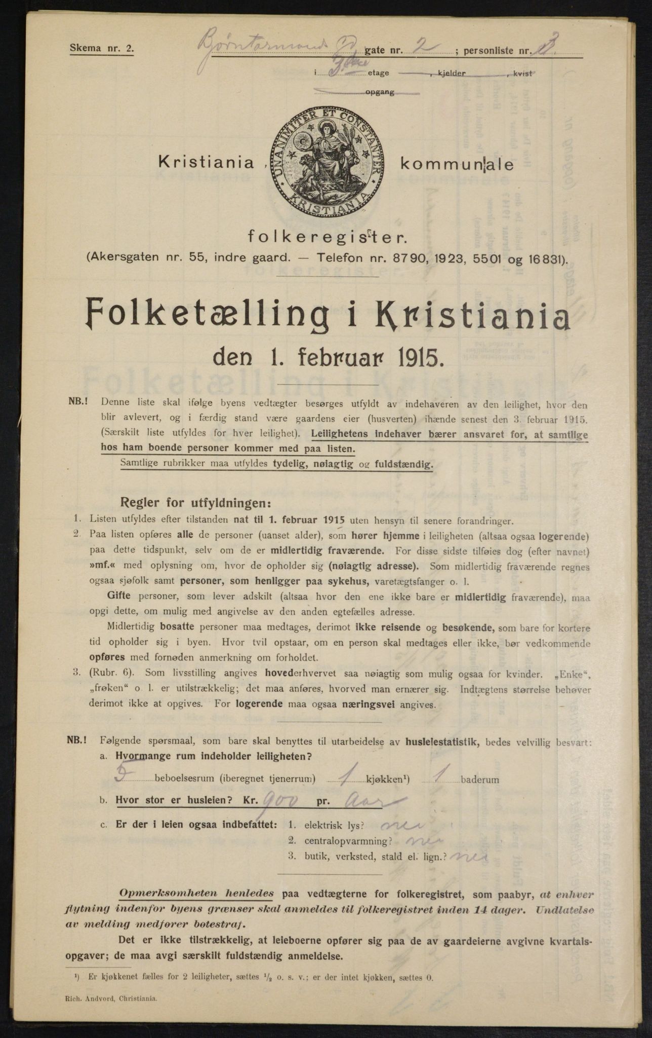 OBA, Kommunal folketelling 1.2.1915 for Kristiania, 1915, s. 6617