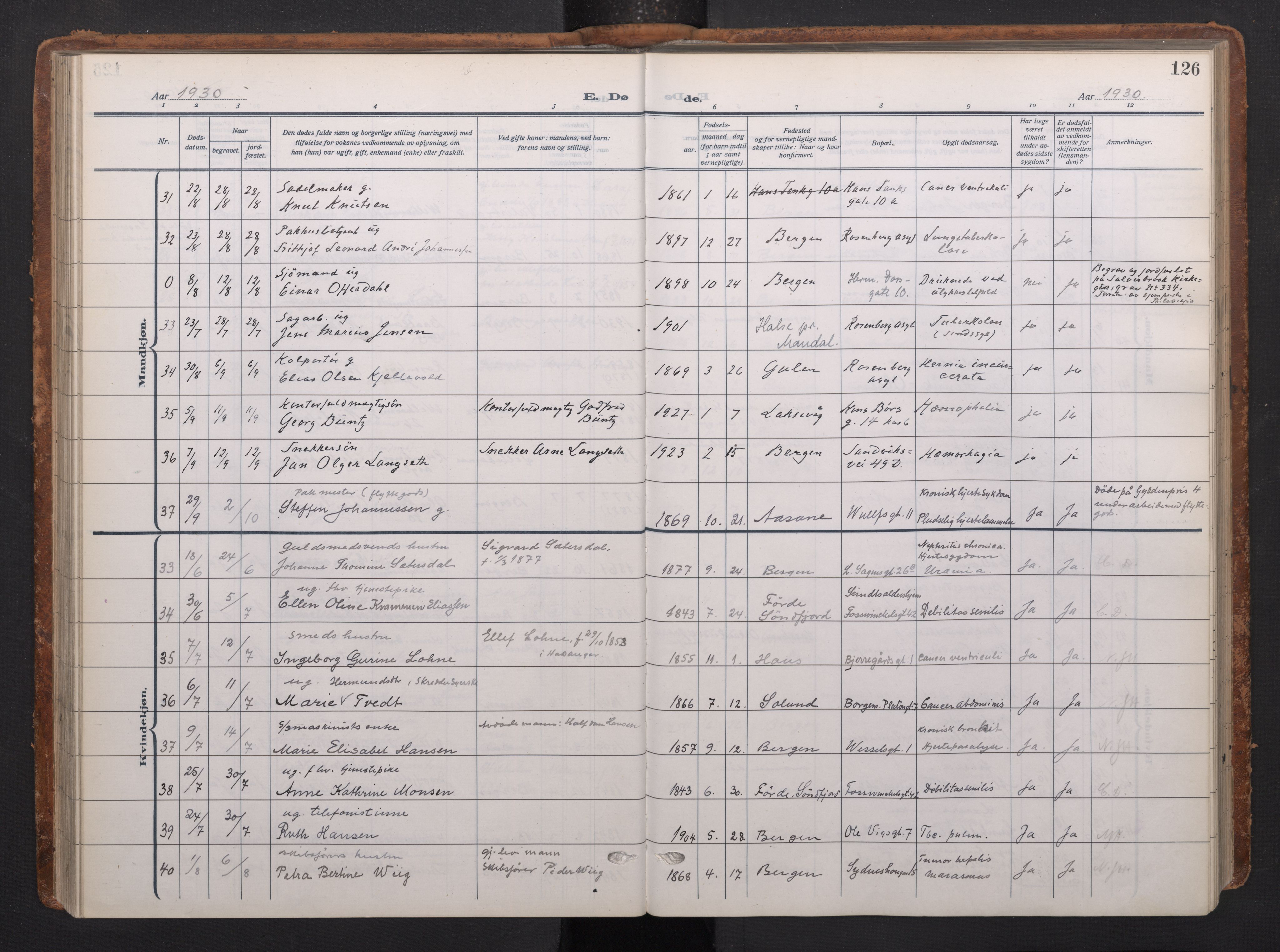 Johanneskirken sokneprestembete, SAB/A-76001/H/Haa/L0020: Ministerialbok nr. E 2, 1916-1951, s. 126