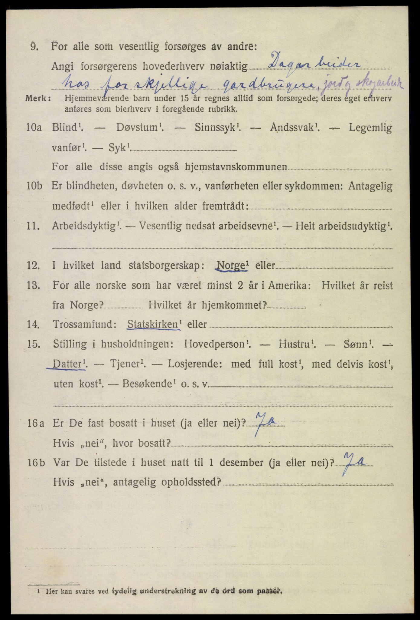 SAK, Folketelling 1920 for 0936 Hornnes herred, 1920, s. 1618