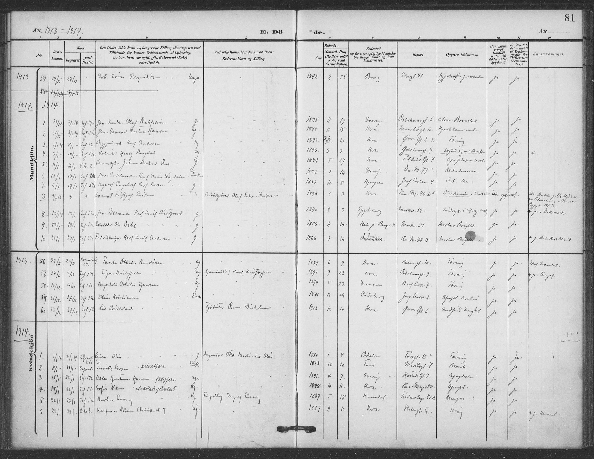 Jakob prestekontor Kirkebøker, AV/SAO-A-10850/F/Fa/L0011: Ministerialbok nr. 11, 1906-1920, s. 81