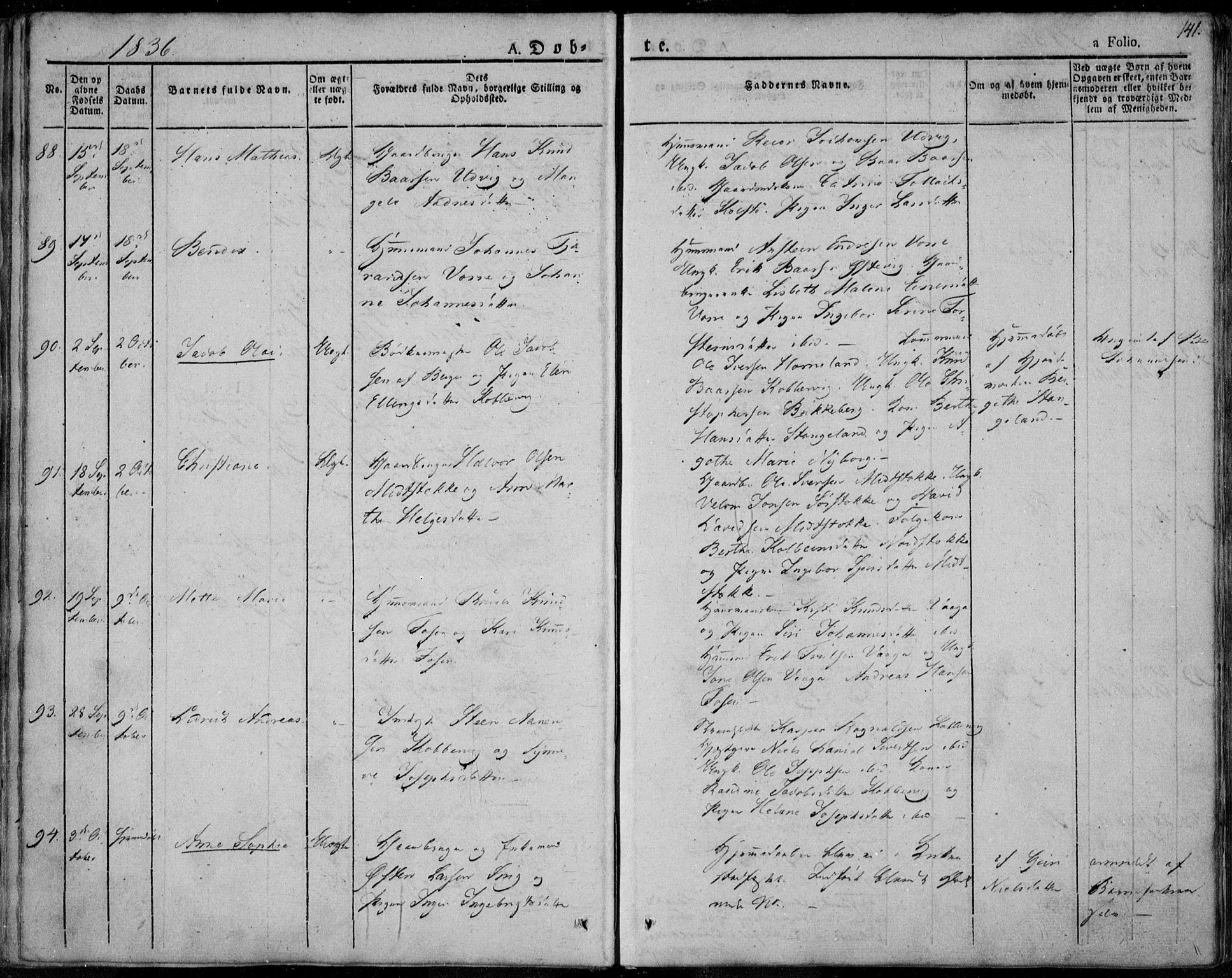 Avaldsnes sokneprestkontor, AV/SAST-A -101851/H/Ha/Haa/L0005: Ministerialbok nr. A 5.1, 1825-1841, s. 141