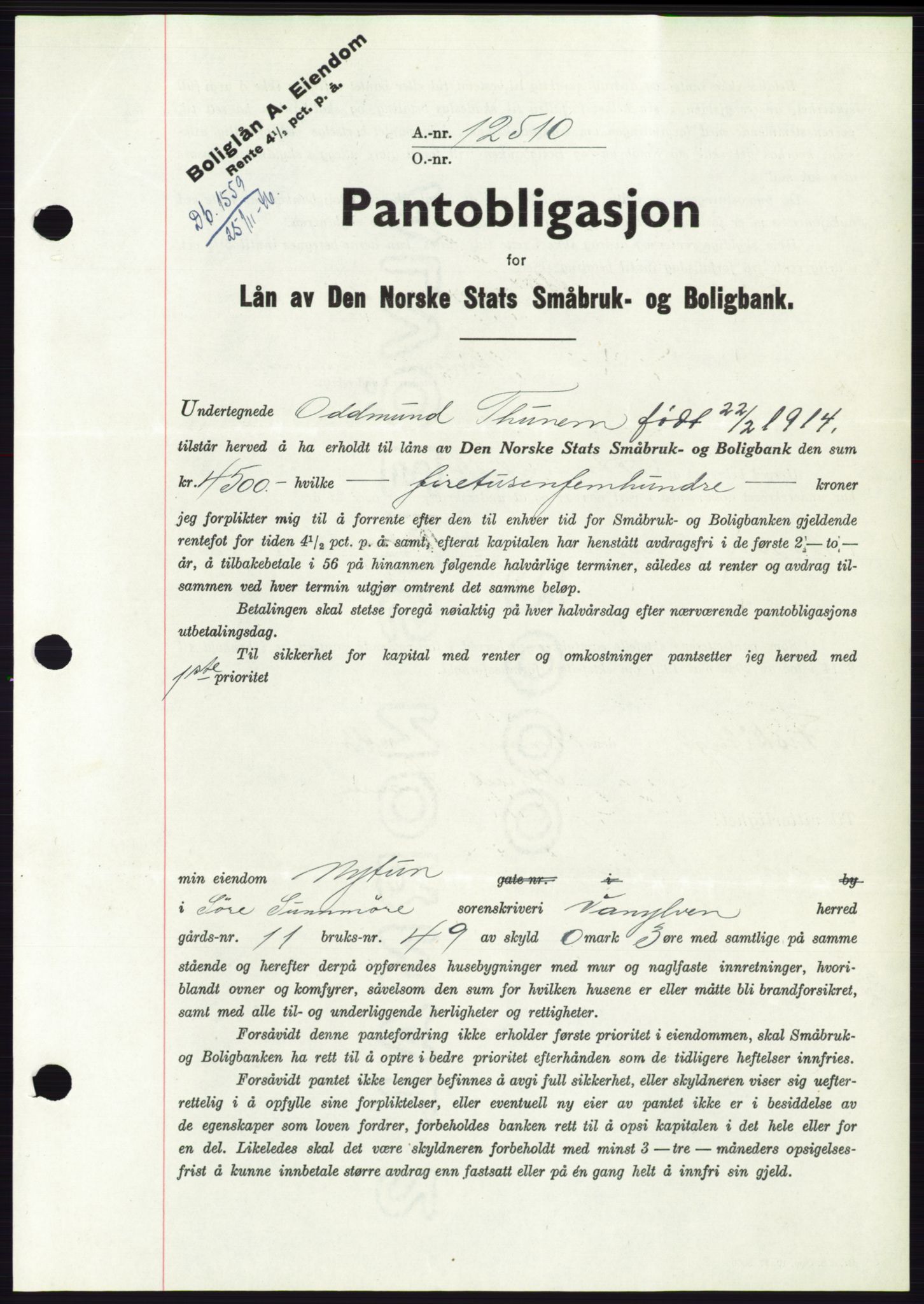 Søre Sunnmøre sorenskriveri, AV/SAT-A-4122/1/2/2C/L0114: Pantebok nr. 1-2B, 1943-1947, Dagboknr: 1559/1946