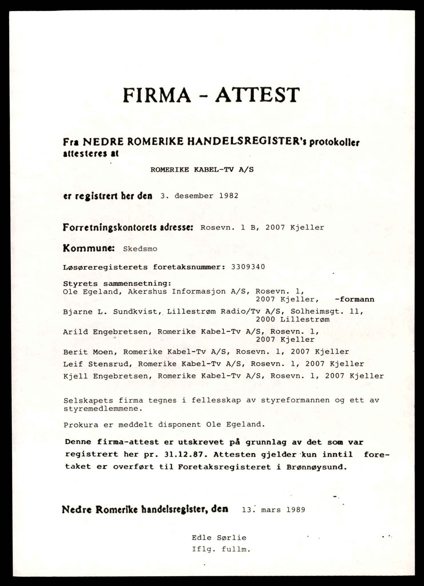 Nedre Romerike sorenskriveri, AV/SAT-A-10469/K/Ke/Ked/L0019: Enkeltmannsforetak, aksjeselskap og andelslag, Romerike K - Ræ, 1944-1989