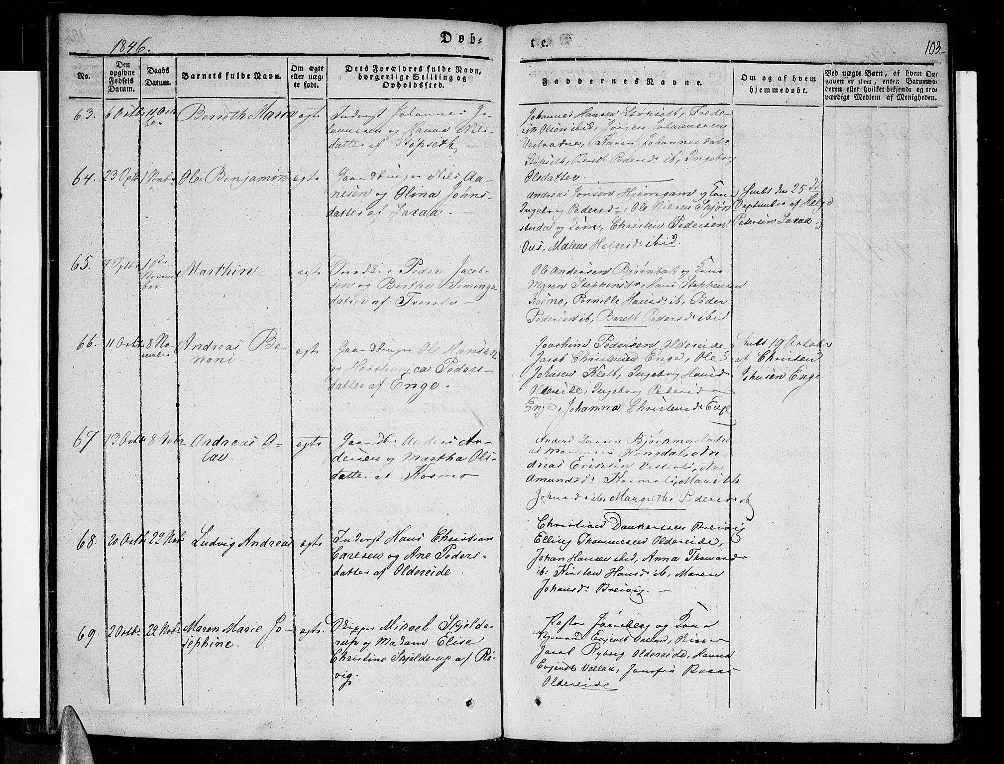 Ministerialprotokoller, klokkerbøker og fødselsregistre - Nordland, AV/SAT-A-1459/852/L0737: Ministerialbok nr. 852A07, 1833-1849, s. 103