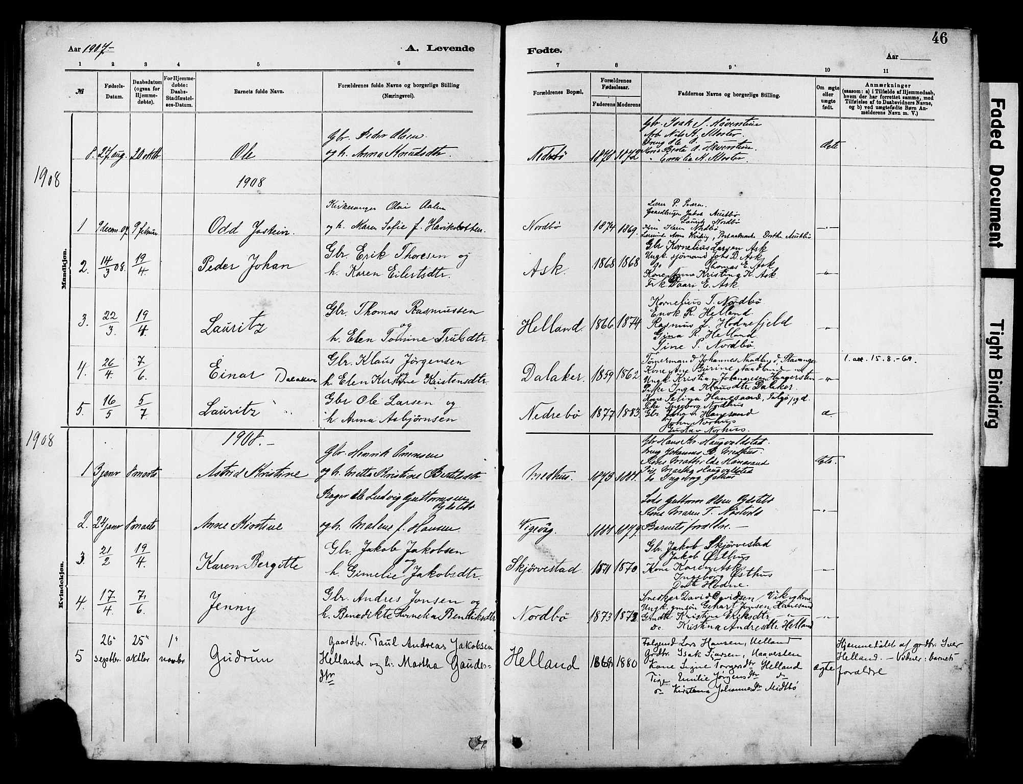 Rennesøy sokneprestkontor, AV/SAST-A -101827/H/Ha/Haa/L0012: Ministerialbok nr. A 13, 1885-1917, s. 46