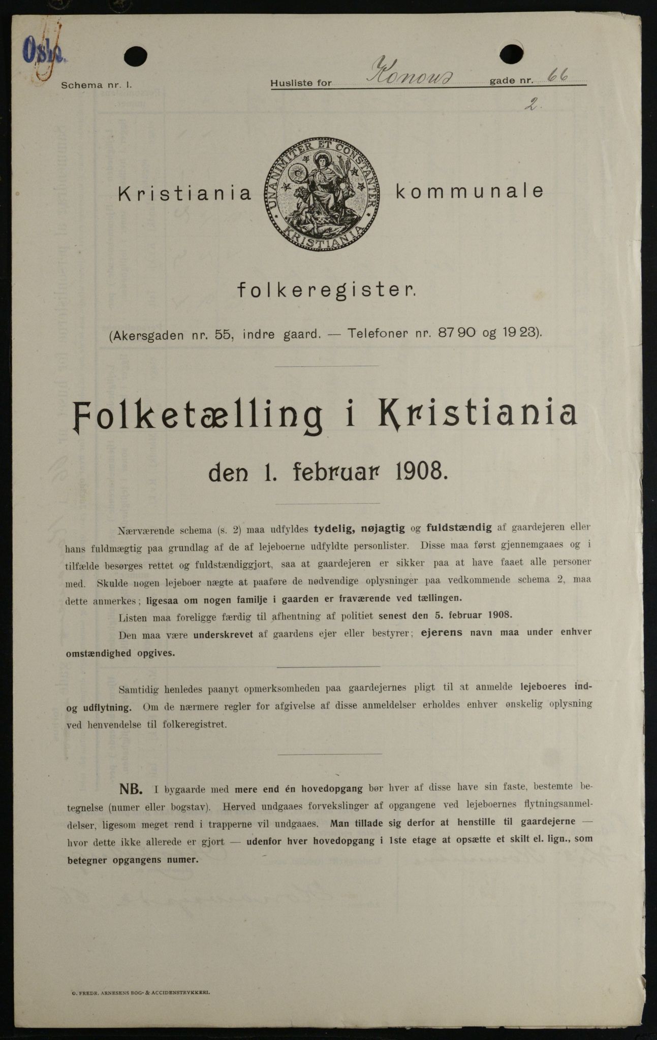 OBA, Kommunal folketelling 1.2.1908 for Kristiania kjøpstad, 1908, s. 47848