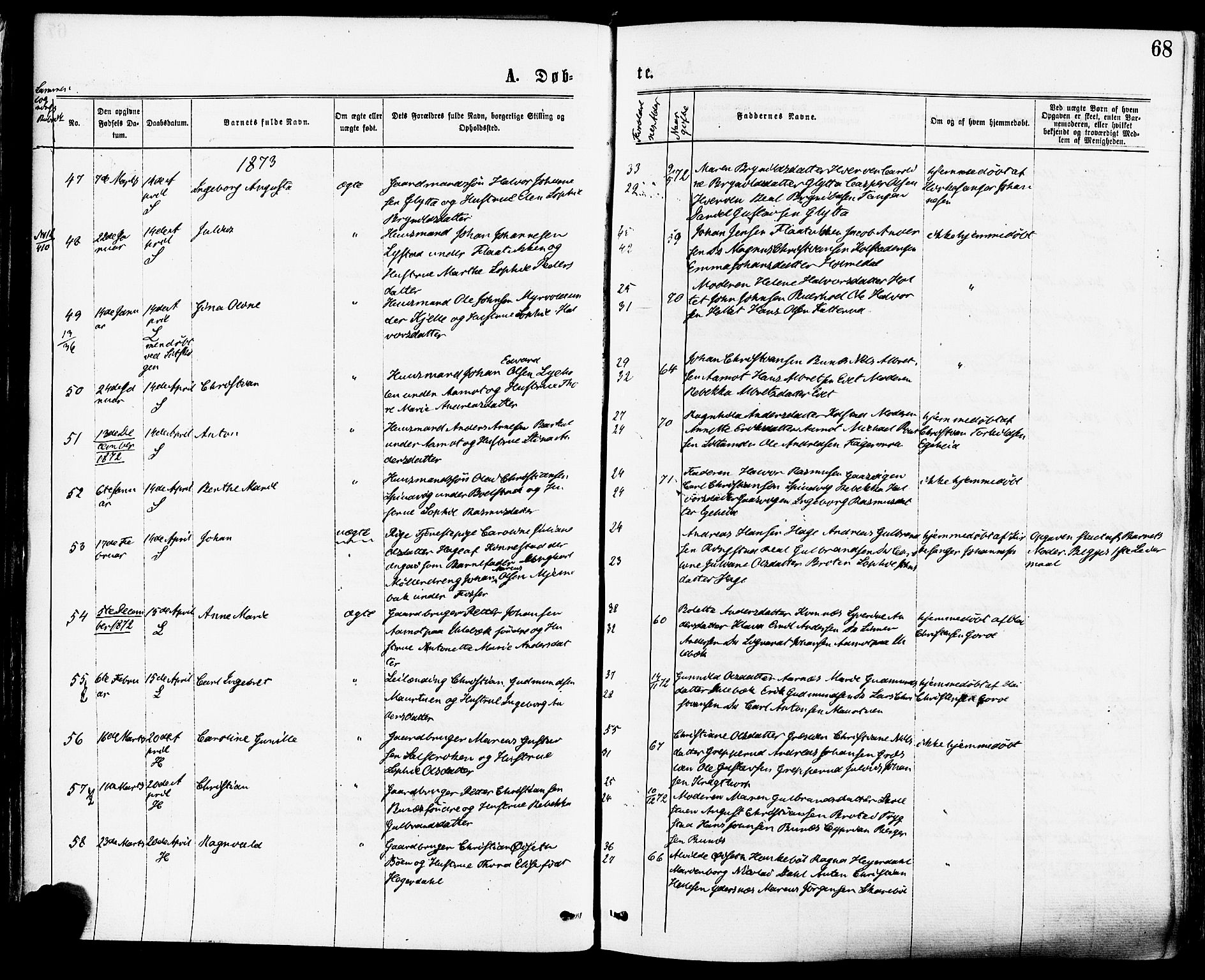 Høland prestekontor Kirkebøker, AV/SAO-A-10346a/F/Fa/L0012.a: Ministerialbok nr. I 12A, 1869-1879, s. 68