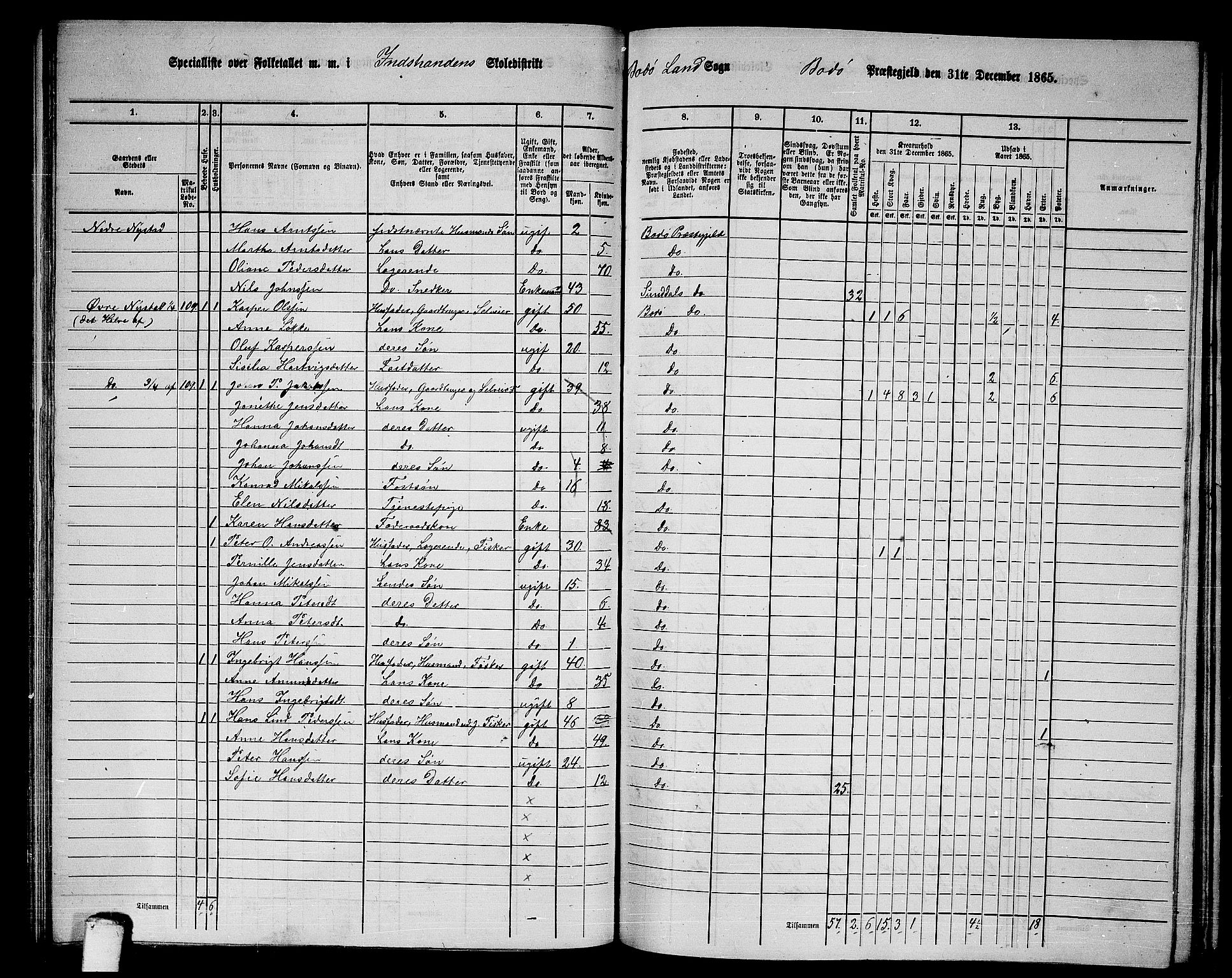 RA, Folketelling 1865 for 1843L Bodø prestegjeld, Bodø landsokn, 1865, s. 68