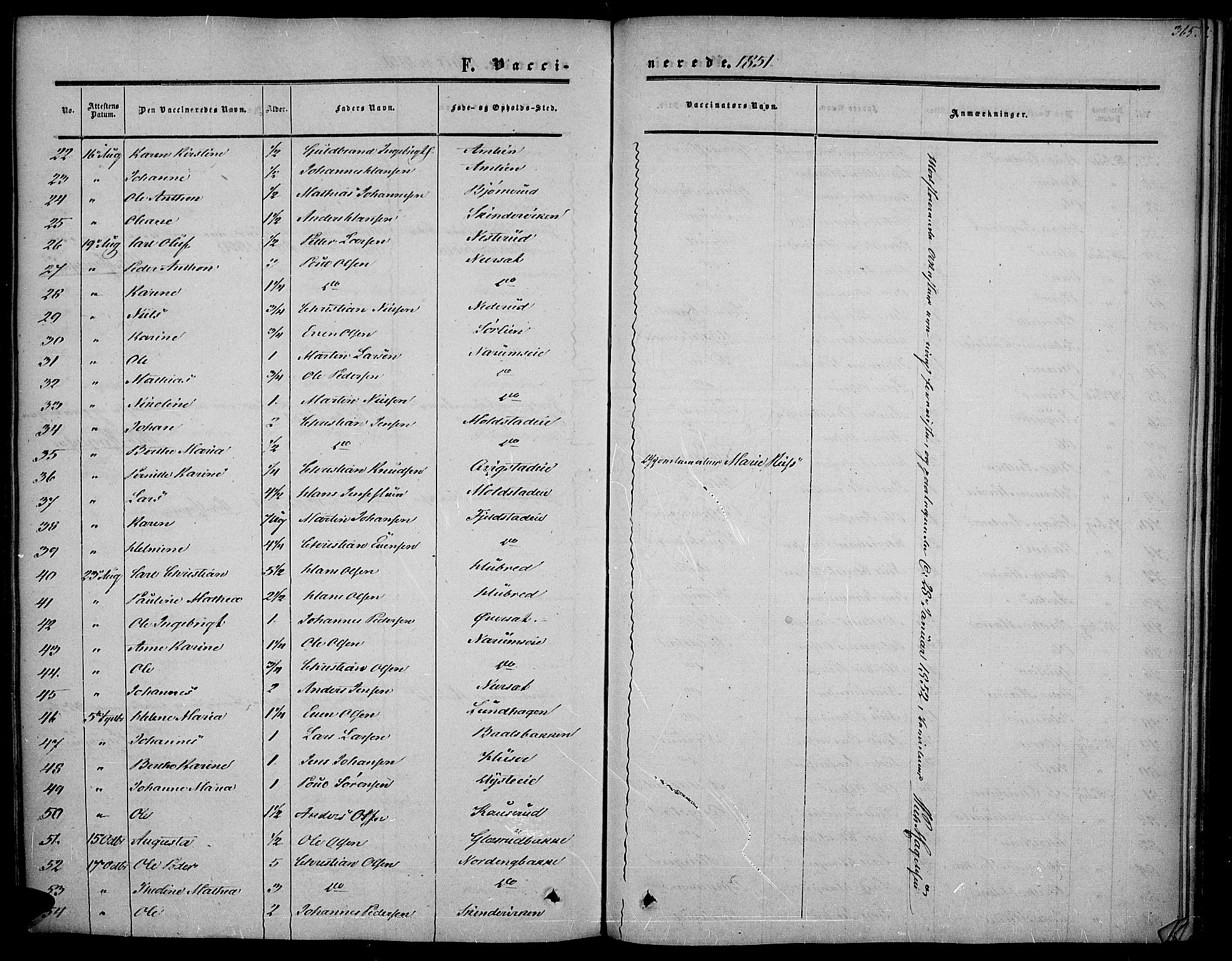 Vestre Toten prestekontor, SAH/PREST-108/H/Ha/Haa/L0005: Ministerialbok nr. 5, 1850-1855, s. 365