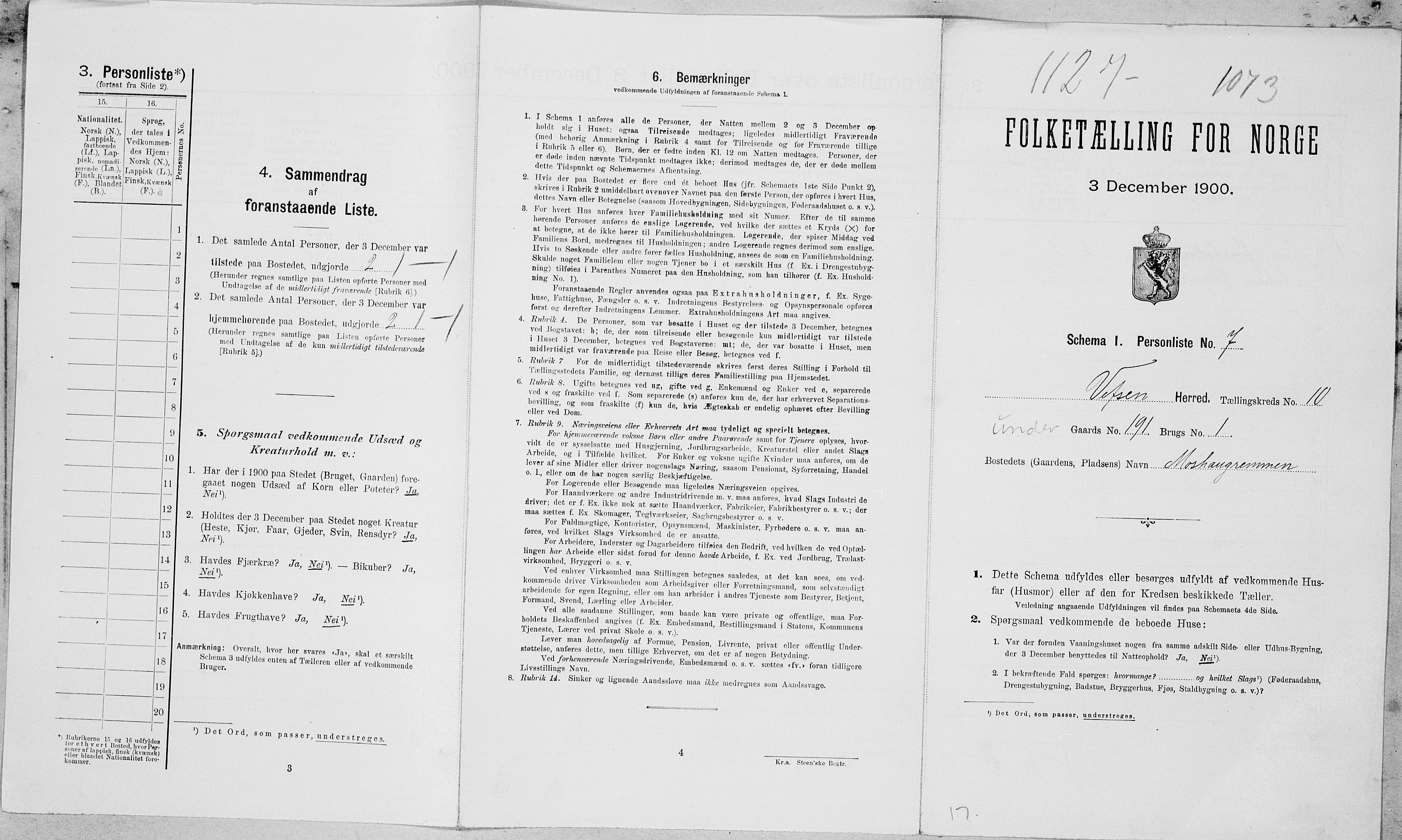 SAT, Folketelling 1900 for 1824 Vefsn herred, 1900, s. 891
