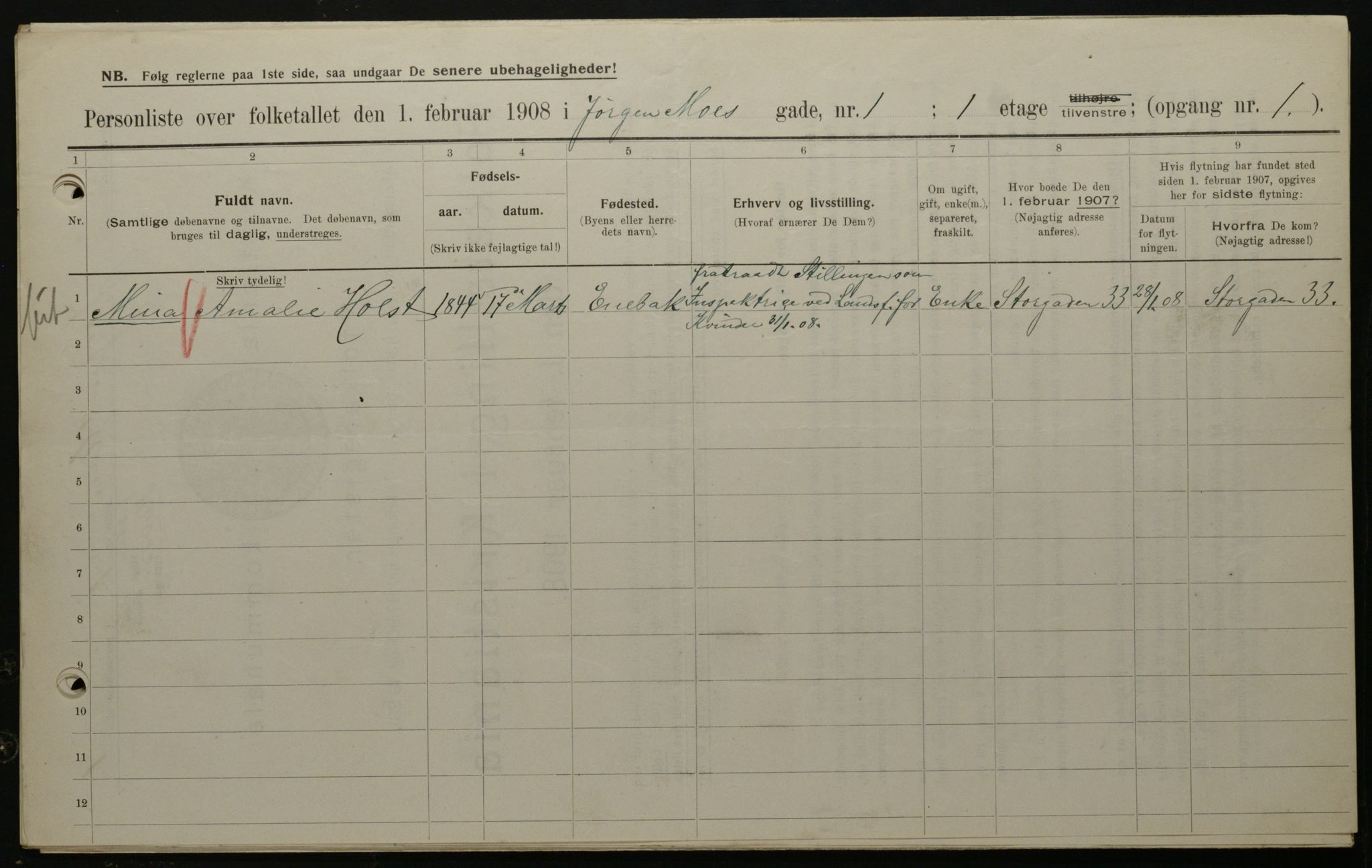 OBA, Kommunal folketelling 1.2.1908 for Kristiania kjøpstad, 1908, s. 42646