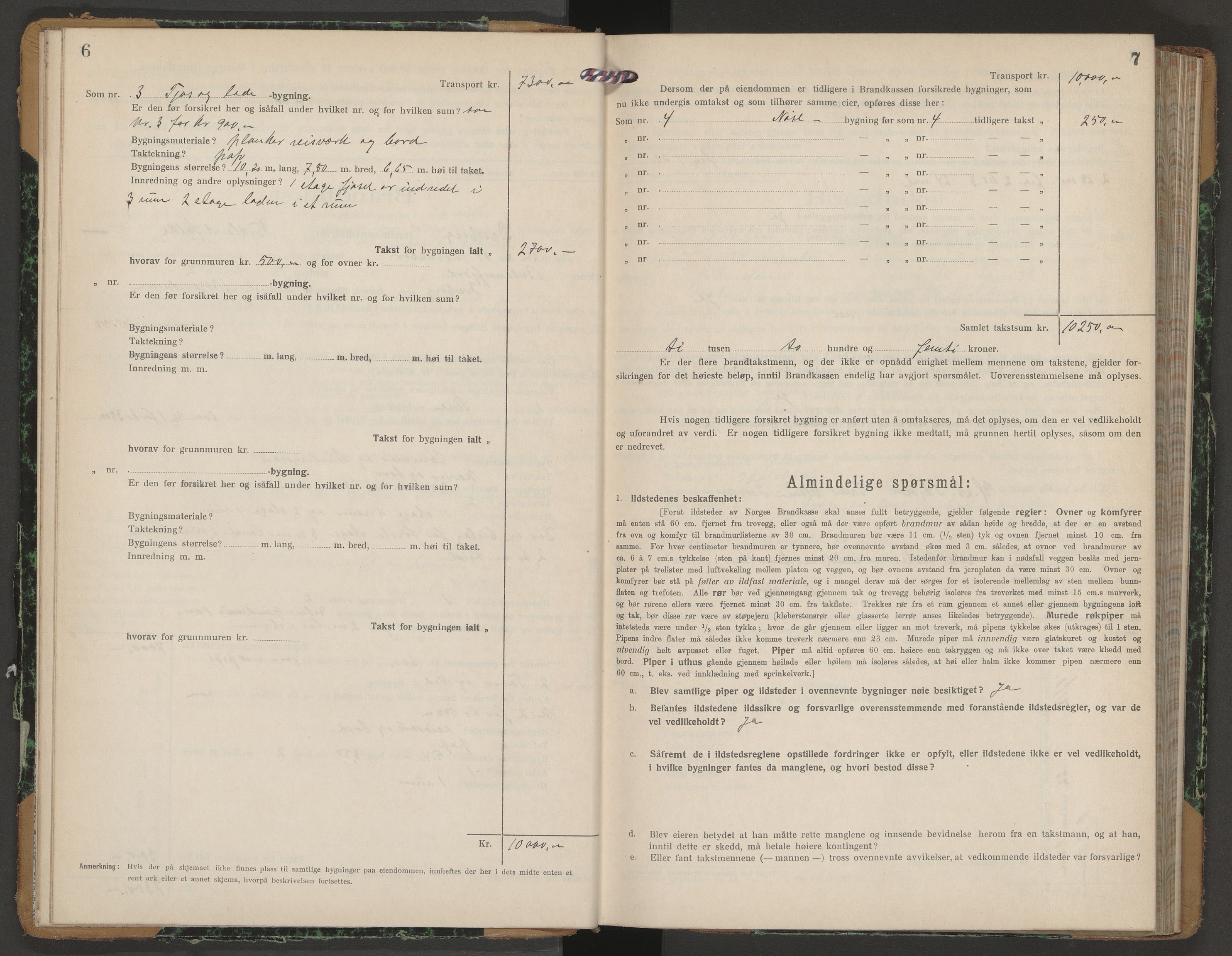 Andøy lensmannskontor, AV/SAT-A-1187/1/O/Oa/L0006: Branntakstprotokoll, 1922-1929