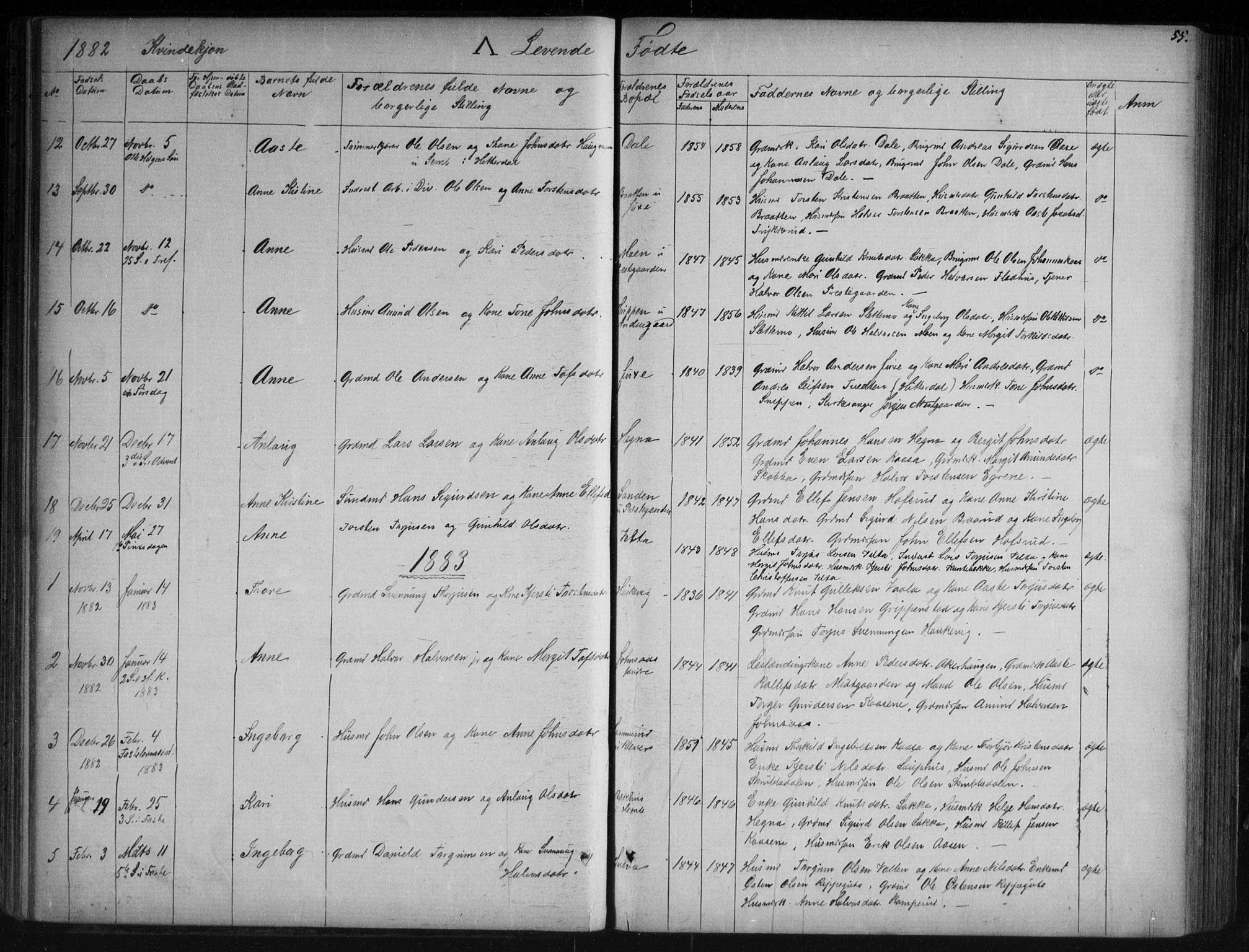 Sauherad kirkebøker, AV/SAKO-A-298/G/Ga/L0003: Klokkerbok nr. I 3, 1866-1905, s. 55