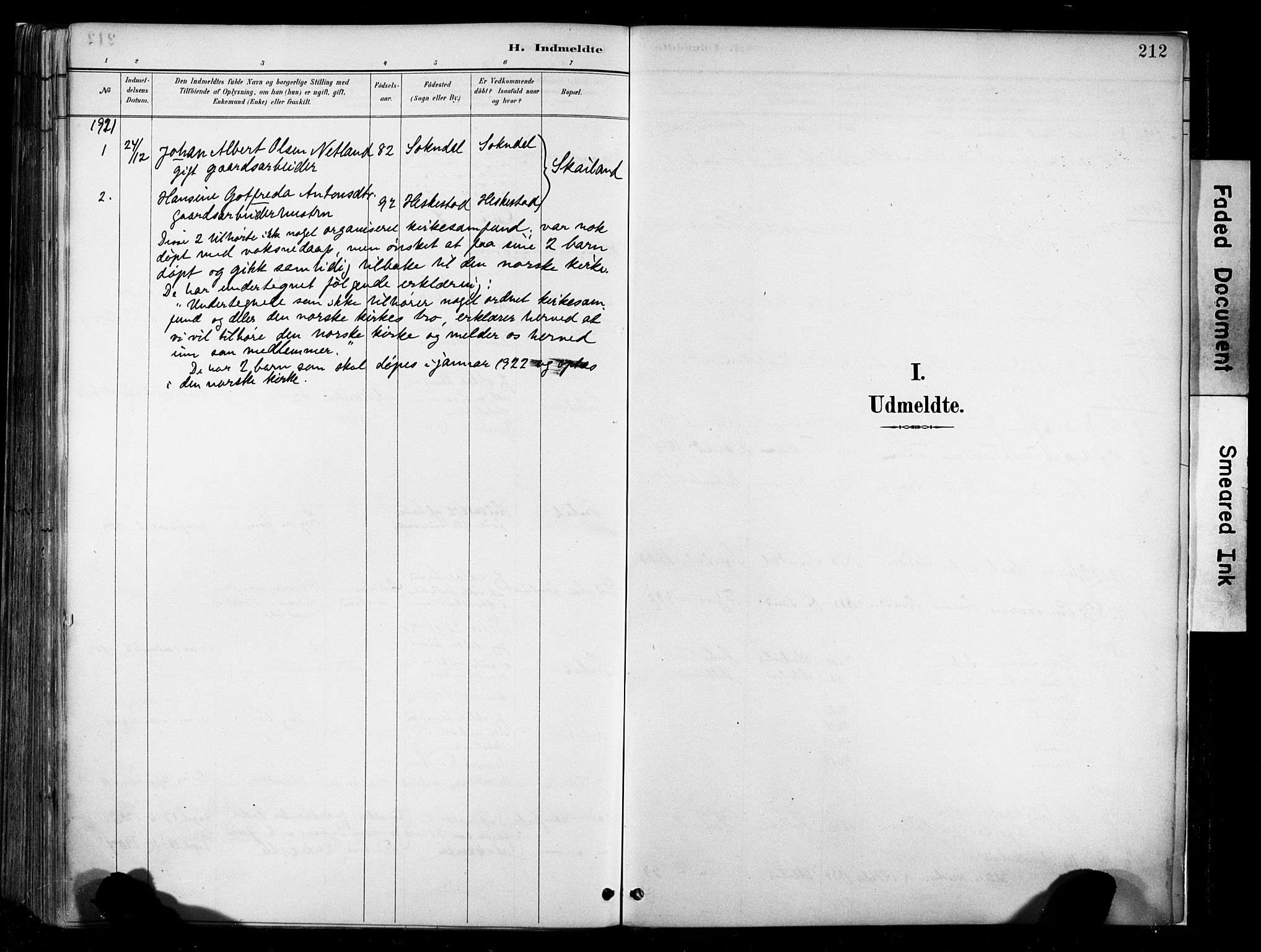 Lund sokneprestkontor, SAST/A-101809/S06/L0012: Ministerialbok nr. A 11, 1887-1921, s. 212