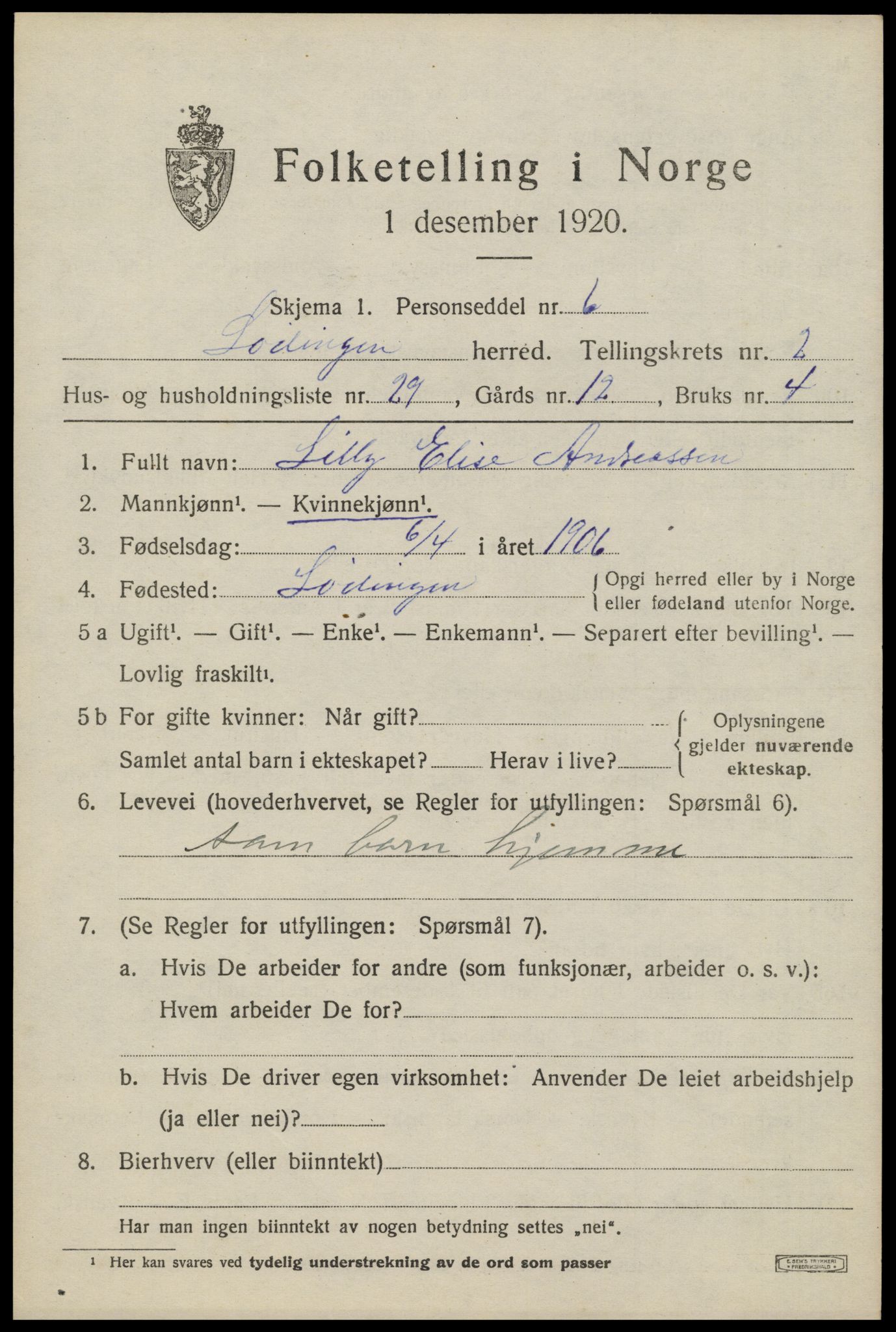 SAT, Folketelling 1920 for 1851 Lødingen herred, 1920, s. 2019