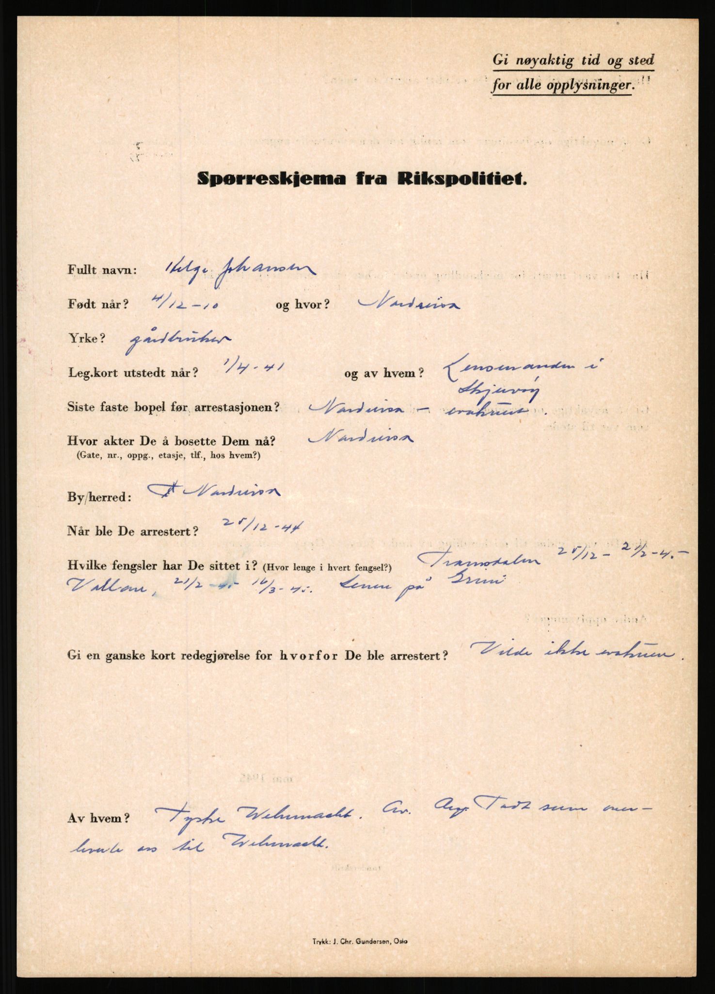 Rikspolitisjefen, AV/RA-S-1560/L/L0008: Jaffe, Bernhard - Karset, Helge Hafsahl, 1940-1945, s. 639