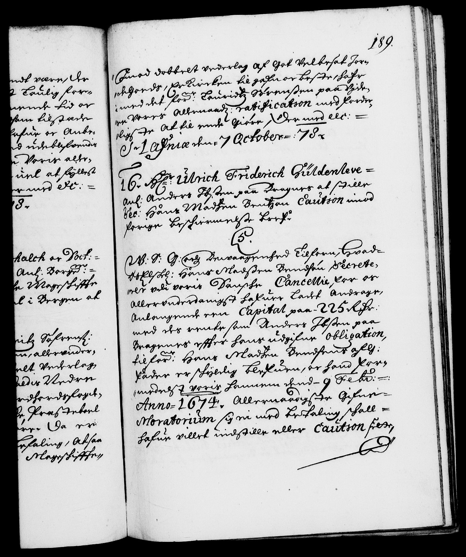 Danske Kanselli 1572-1799, AV/RA-EA-3023/F/Fc/Fca/Fcab/L0012: Norske tegnelser (mikrofilm), 1670-1683, s. 189a